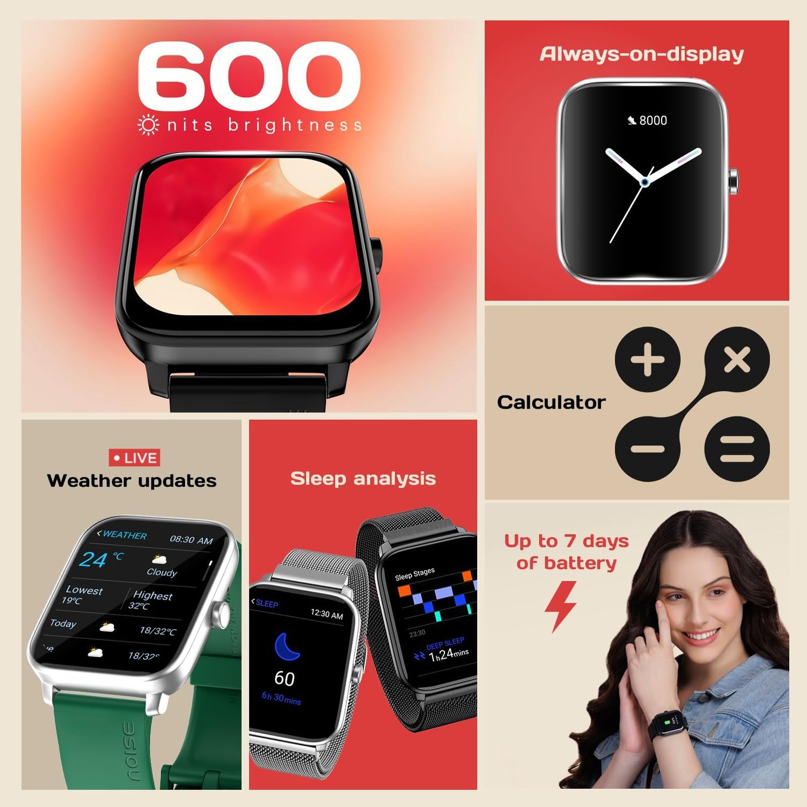 noise ColorFit Pulse 4 Smartwatch with Bluetooth Calling (46.9mm AMOLED Display, IP68 Water Resistant, Rose Gold Pink Strap)_9