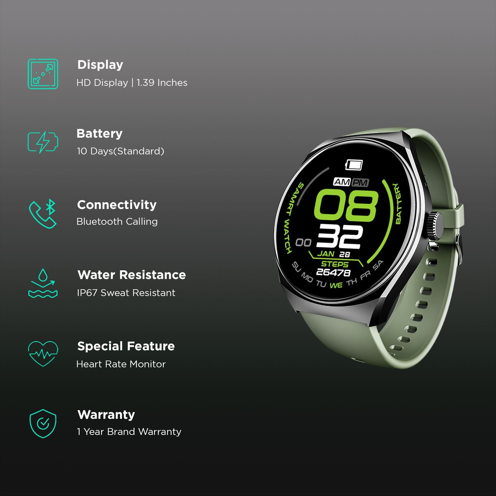 boAt Lunar Seek Smartwatch with Bluetooth Calling (35.30mm 2.5D Curved HD Display, IP67 Water Resistant, Pastel Green Strap) boAt Lunar Seek Smartwatch with Bluetooth Calling (35.30mm 2.5D Curved HD Display, IP67 Water Resistant, Pastel Green Strap)_2
