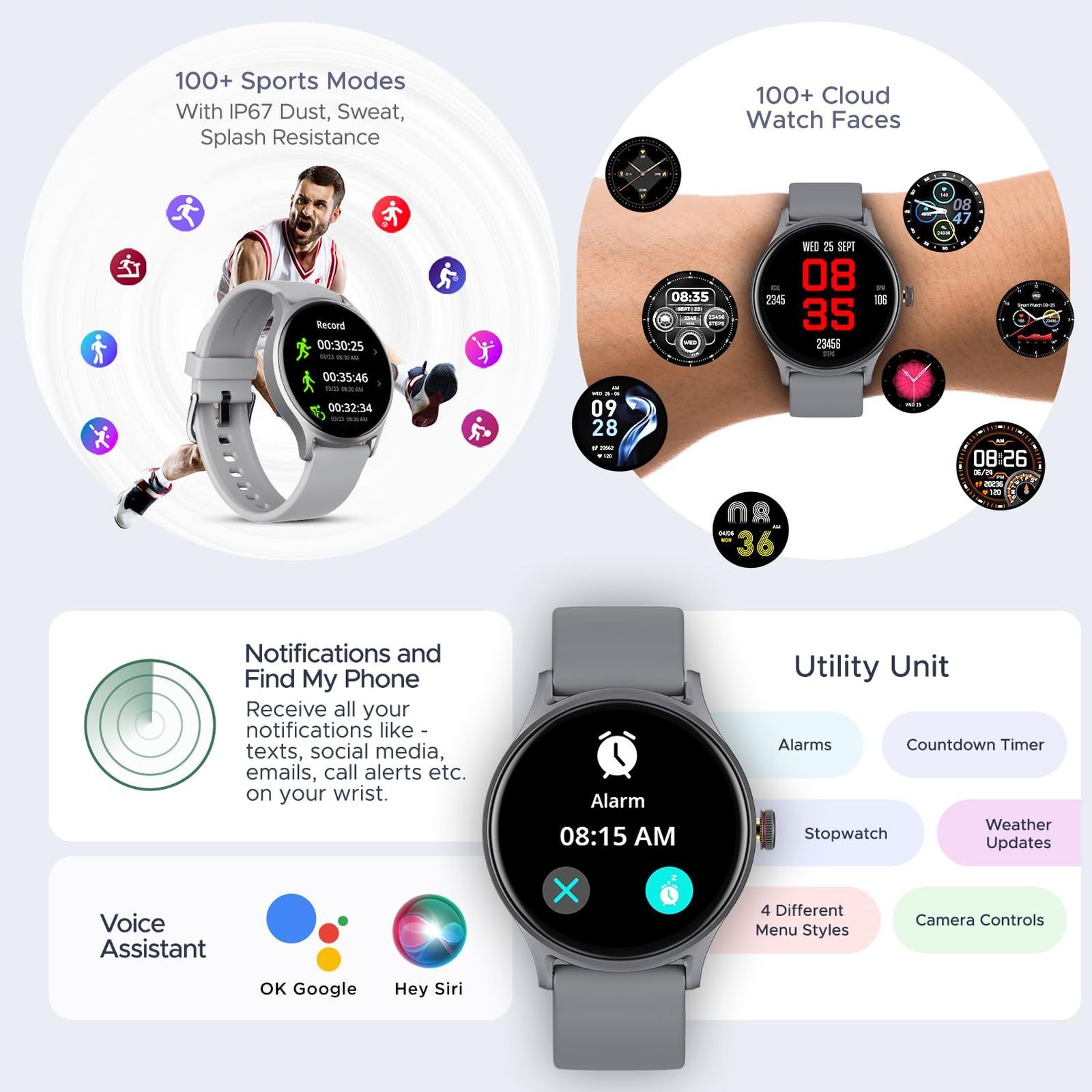 boAt Lunar Vista Smartwatch with Bluetooth Calling (38.6mm HD Display, IP68 Sweat Resistant, Cool Grey Strap)_3