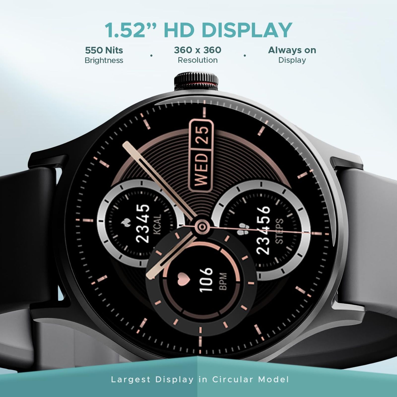 boAt Lunar Vista Smartwatch with Bluetooth Calling (38.6mm HD Display, IP68 Sweat Resistant, Cool Grey Strap)_7