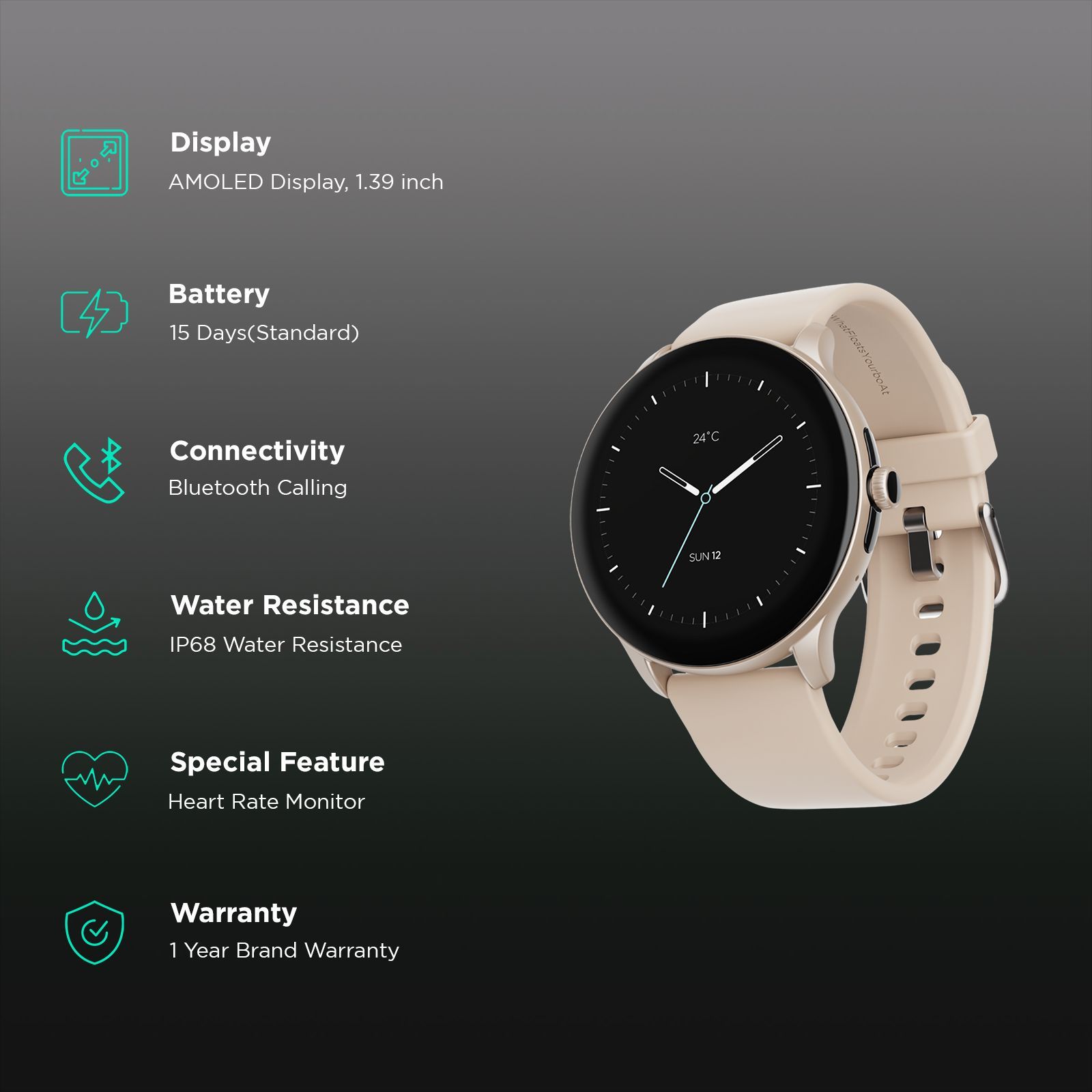 boAt Lunar Connect Pro Smartwatch with Bluetooth Calling (35.3mm AMOLED Display, IP68 Splash Resistant, Cherry Blossom Strap)_2