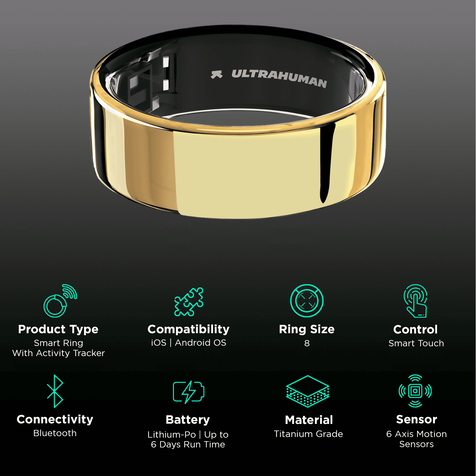 Ultrahuman Ring Air Smart Ring with Activity Tracker (Size 8, Upto 100 Meter Water Resistant, Bionic Gold) Ultrahuman Ring Air Smart Ring with Activity Tracker (Size 8, Upto 100 Meter Water Resistant, Bionic Gold)_2