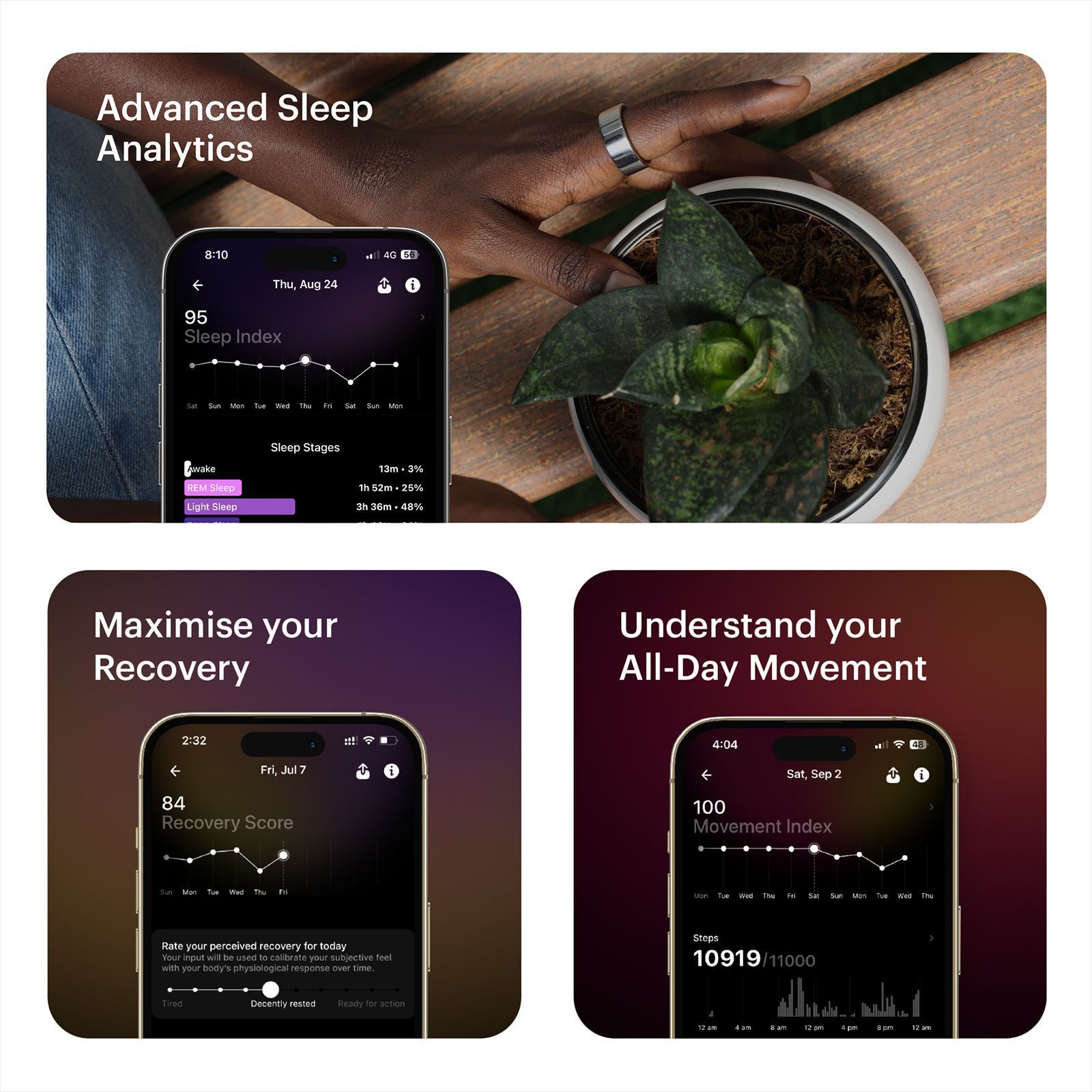 Ultrahuman Ring Air Smart Ring with Activity Tracker (Size 11, 6-Axis Motion Sensors, Space Silver)_14