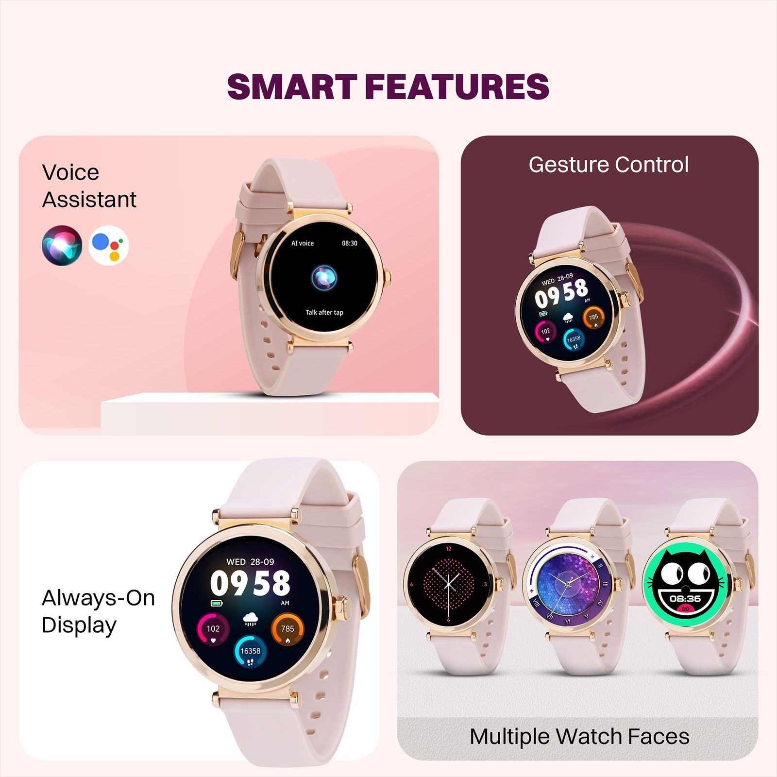 Croma VELCOITY GF Smartwatch with Bluetooth Calling (2025 Model, 1.32inches AMOLED Display, IP68 Waterproof, Rose Gold Strap) Croma VELCOITY GF Smartwatch with Bluetooth Calling (2025 Model, 1.32inches AMOLED Display, IP68 Waterproof, Rose Gold Strap)_8