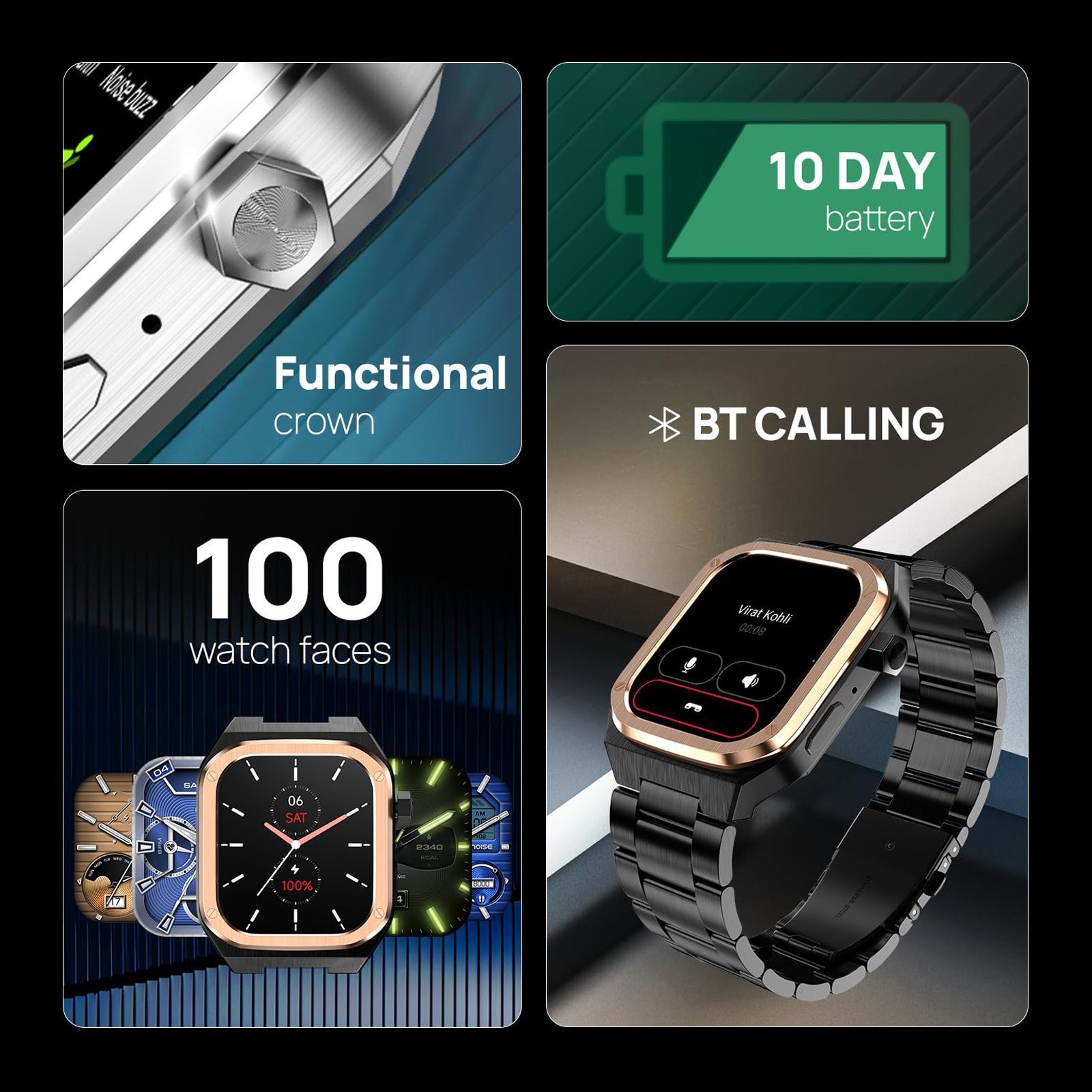 noise ColorFit Chrome Smartwatch with Bluetooth Calling (46.9mm AMOLED Display, IP68 Water Resistant, Elite Midnight Gold Strap) noise ColorFit Chrome Smartwatch with Bluetooth Calling (46.9mm AMOLED Display, IP68 Water Resistant, Elite Midnight Gold Strap)_10