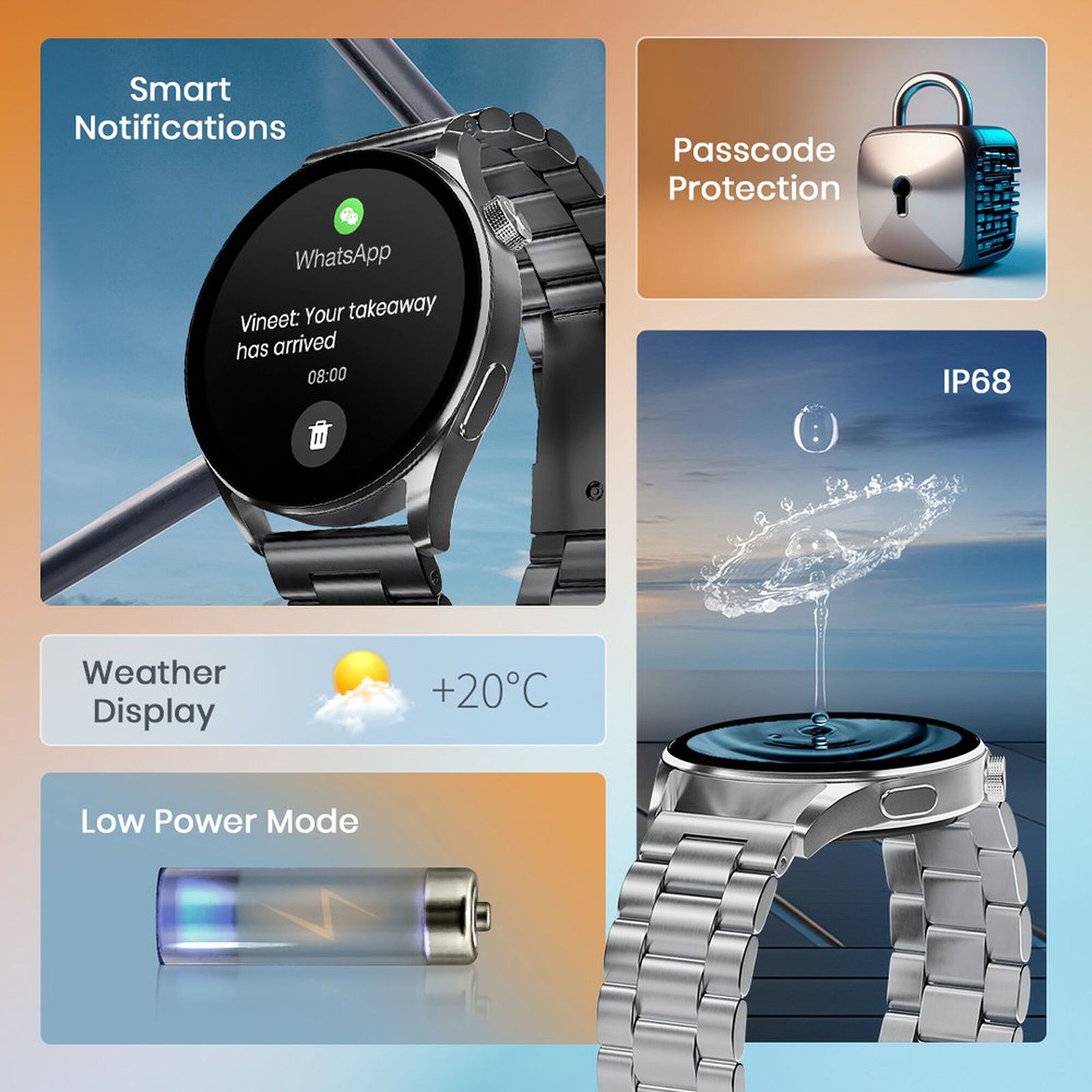 fastrack Dezire FX1 Smartwatch with Bluetooth Calling (35mm UltraVU HD Display, IP68 Water Resistant, Black Strap)_9