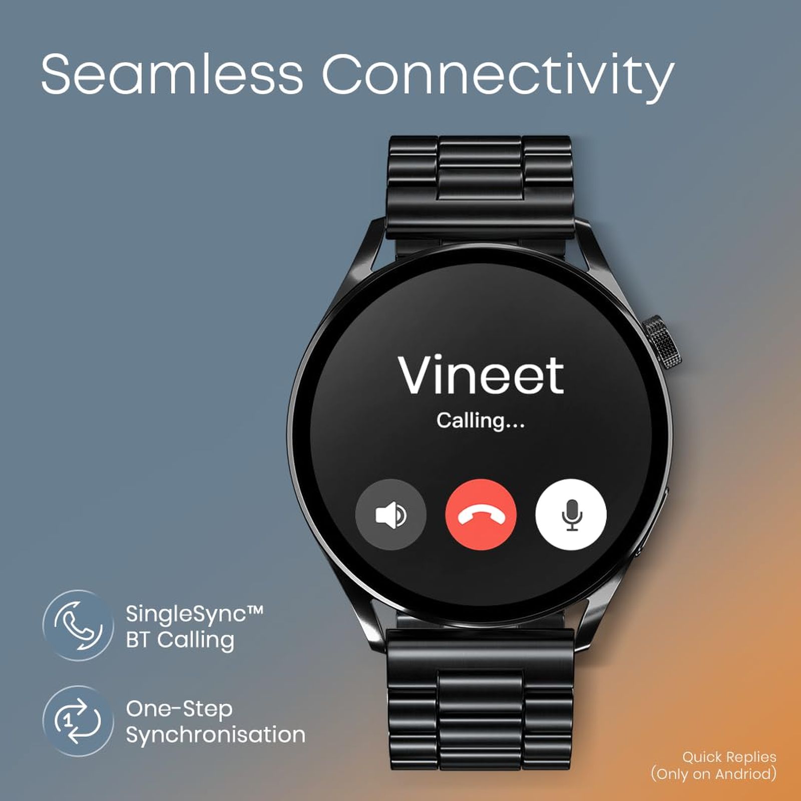 fastrack Dezire FX1 Smartwatch with Bluetooth Calling (35mm UltraVU HD Display, IP68 Water Resistant, Black Strap)_3