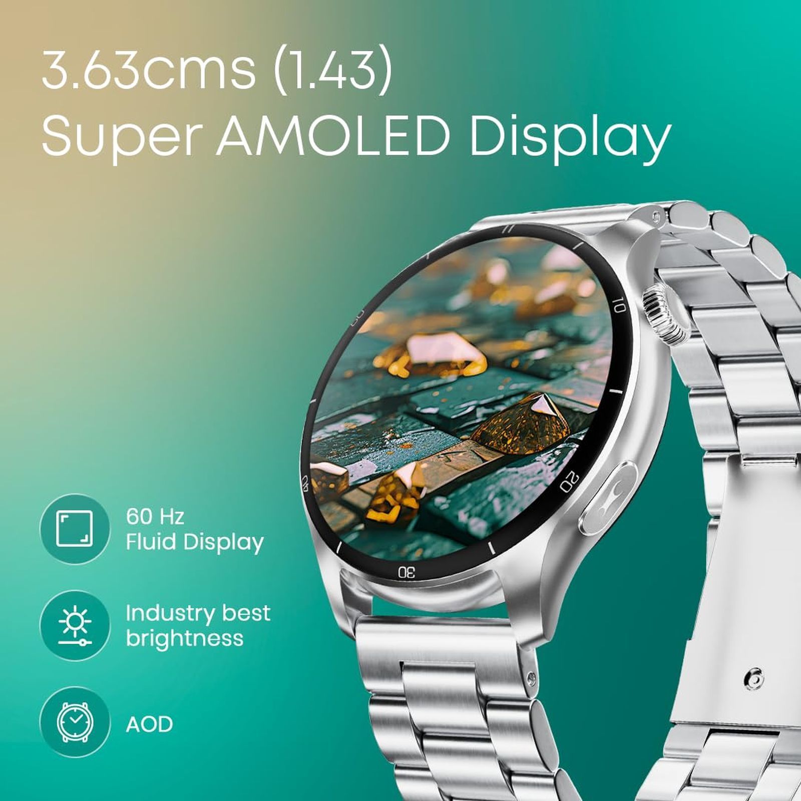 fastrack Dezire FX1 PRO Smartwatch with Bluetooth Calling (36.3mm AMOLED Display, IP68 Water Resistant, Carbon Black Strap)_6