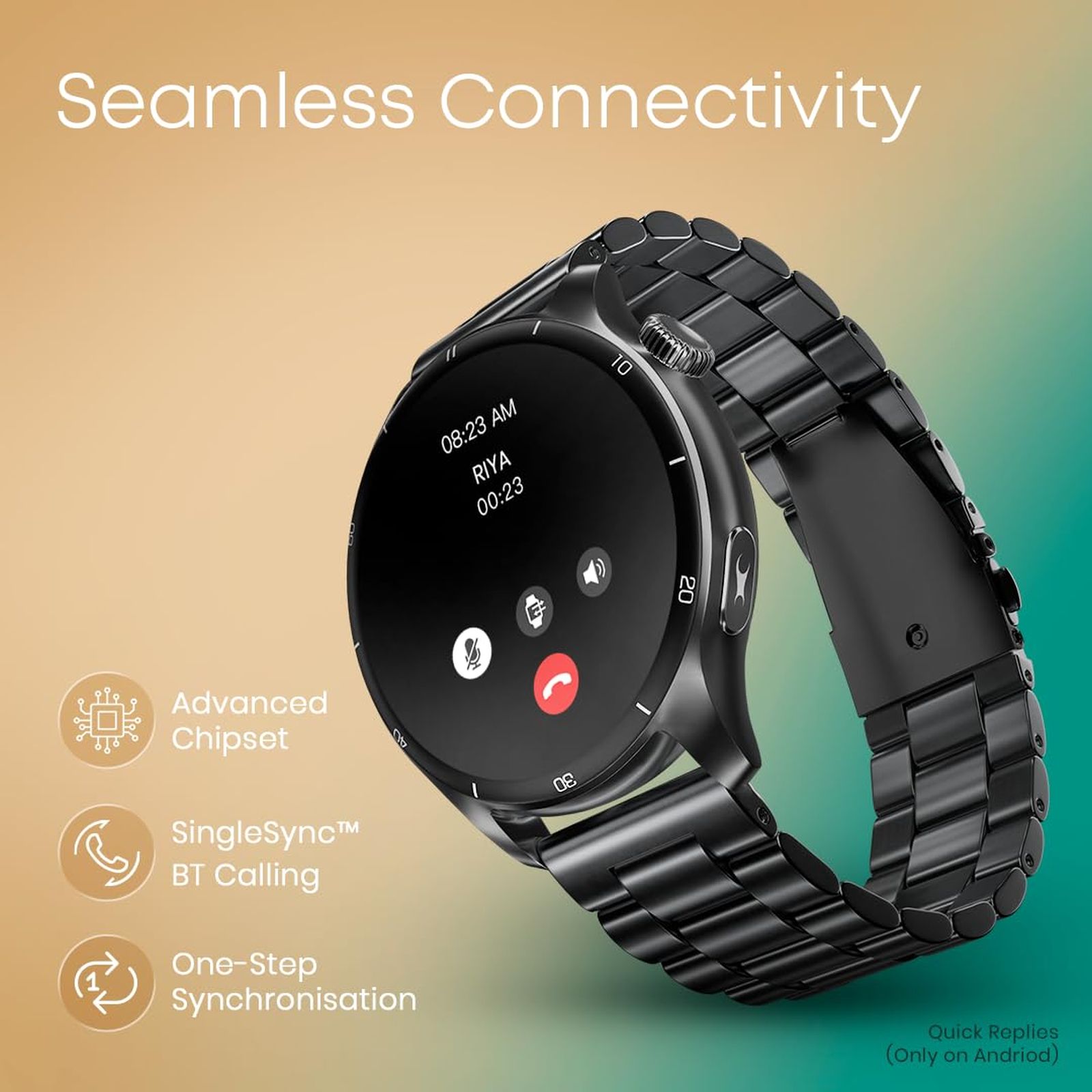 fastrack Dezire FX1 PRO Smartwatch with Bluetooth Calling (36.3mm AMOLED Display, IP68 Water Resistant, Carbon Black Strap)_4