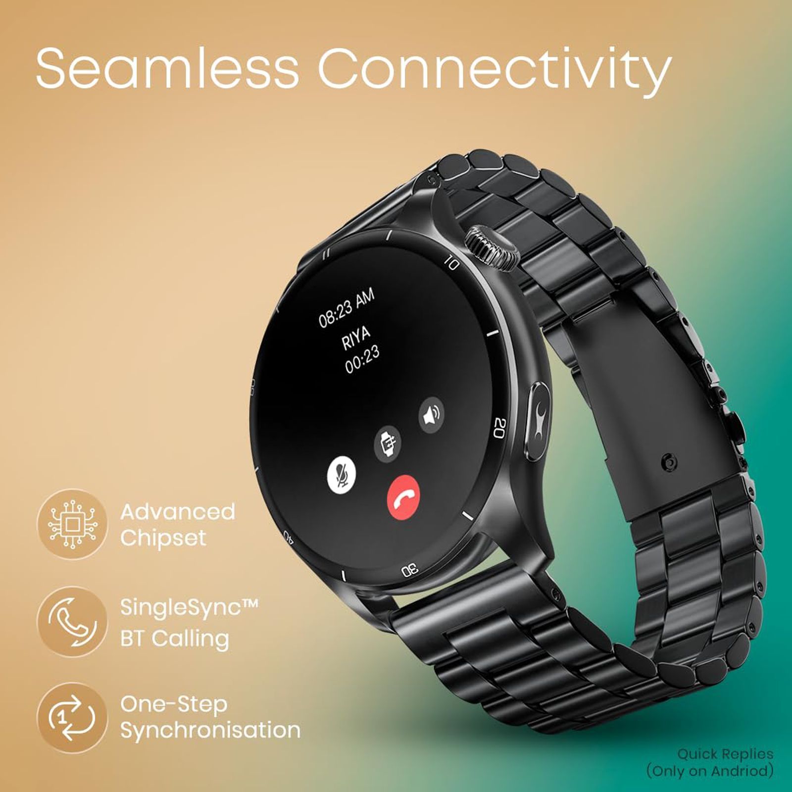 fastrack Dezire FX1 PRO Smartwatch with Bluetooth Calling (36.3mm AMOLED Display, IP68 Water Resistant, Rose Gold Strap)_5