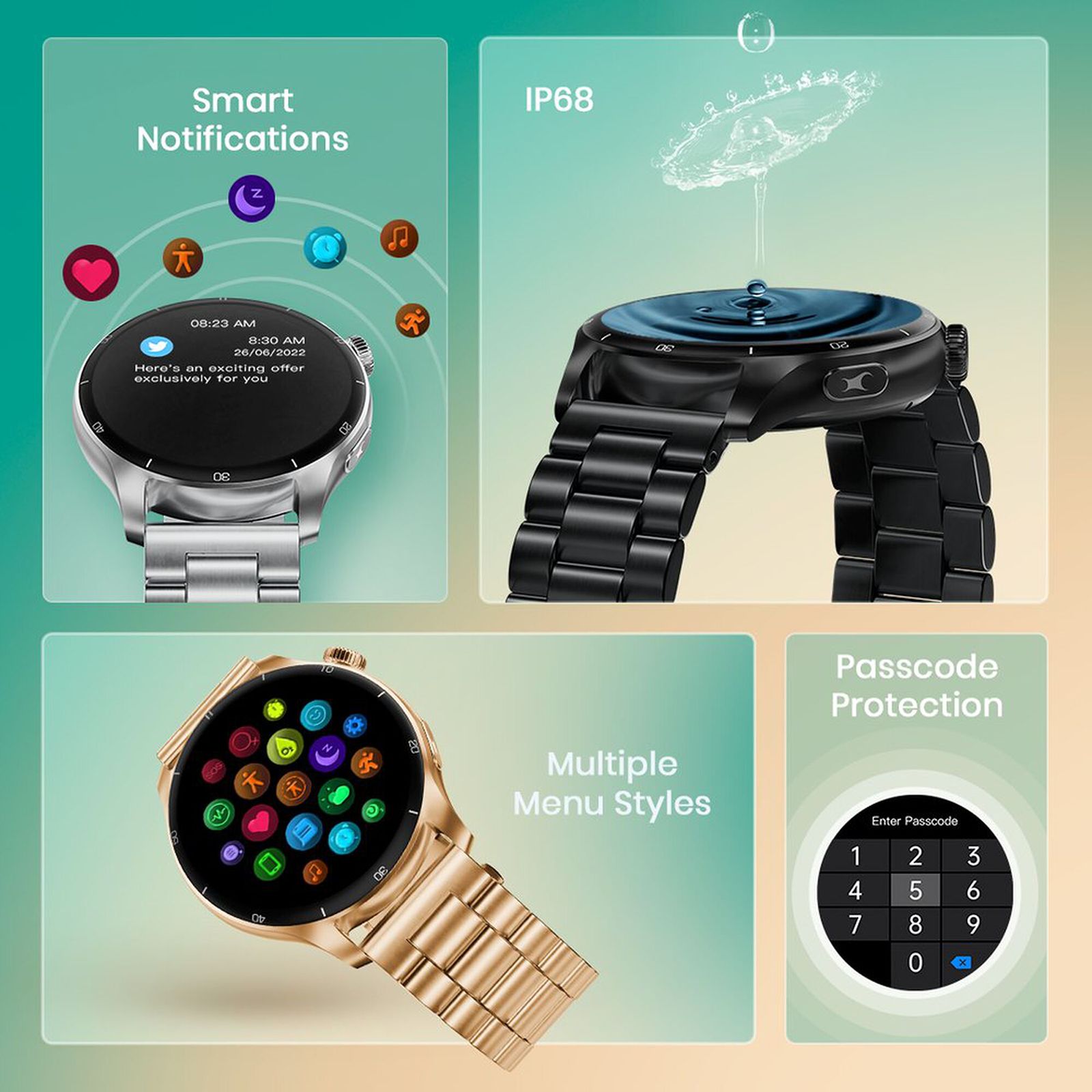 fastrack Dezire FX1 PRO Smartwatch with Bluetooth Calling (36.3mm AMOLED Display, IP68 Water Resistant, Rose Gold Strap)_9