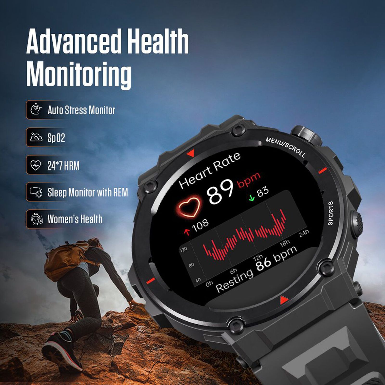 fastrack Xtreme Pro Smartwatch with Bluetooth Calling (36.3mm AMOLED Display, IP68 Water Resistant, Black Strap)_7