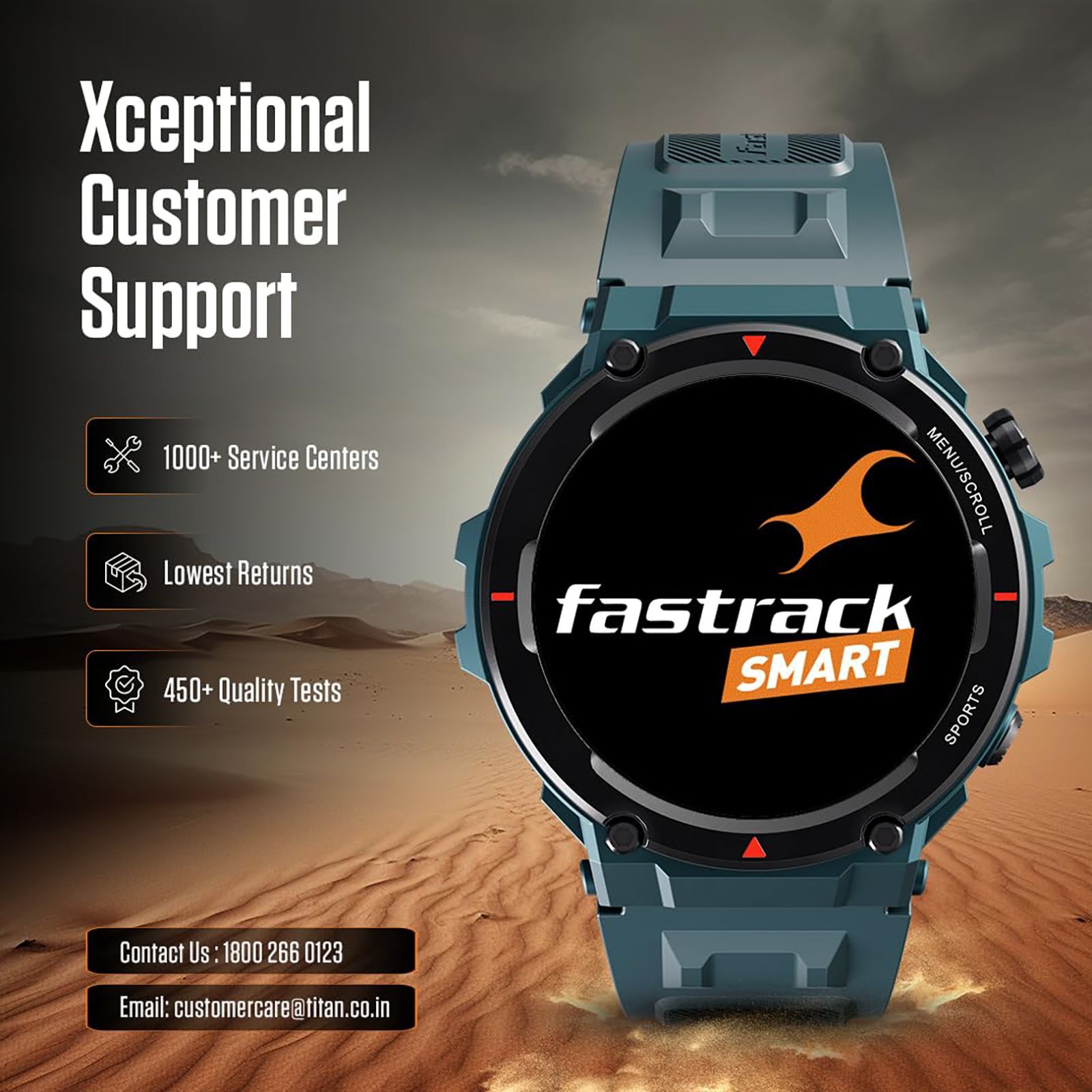 fastrack Xtreme Pro Smartwatch with Bluetooth Calling (36.3mm AMOLED Display, IP68 Water Resistant, Blue Strap)_8