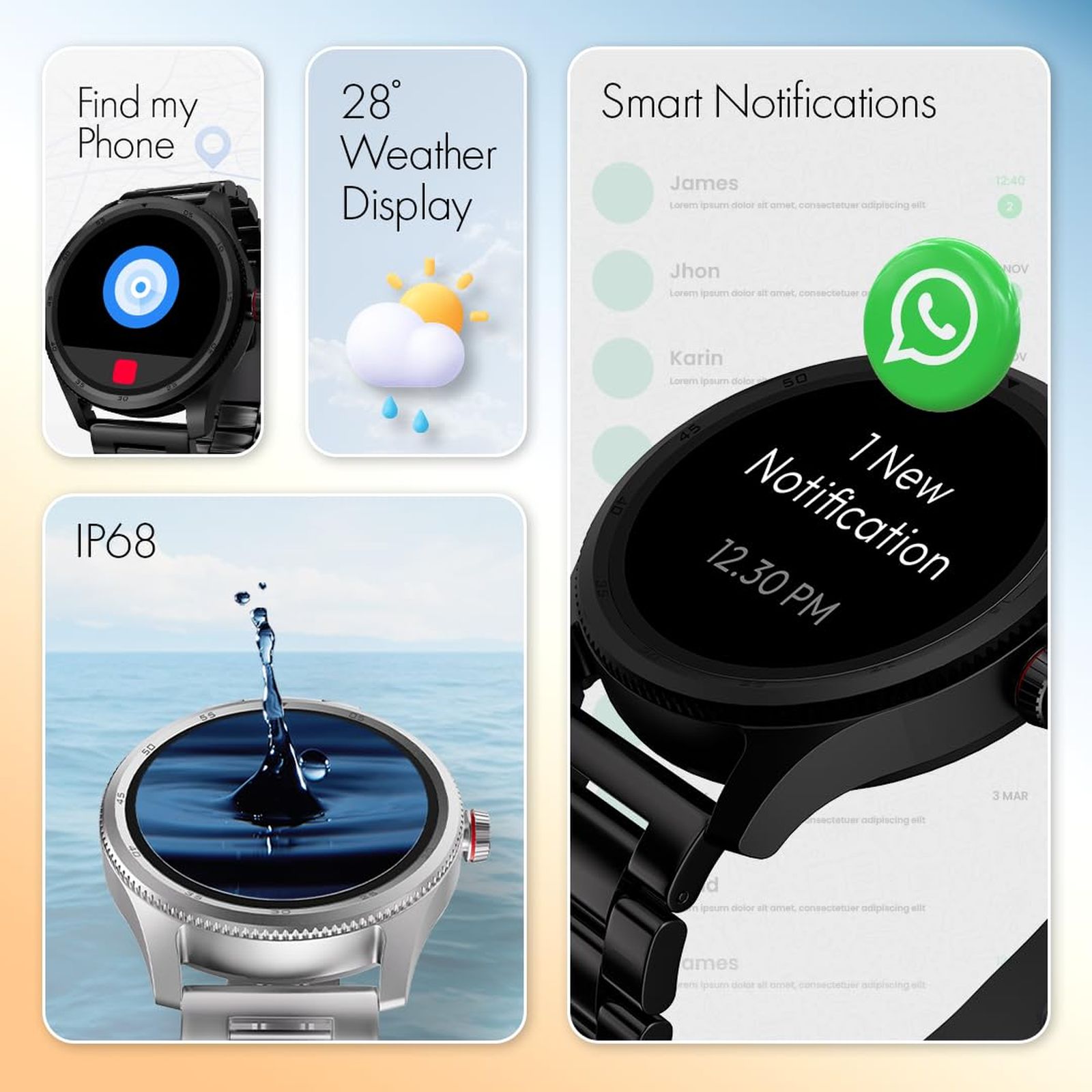 fastrack Magnus FX1 Smartwatch with Bluetooth Calling (35mm UltraVU Display, IP68 Water Resistant, Black Strap)_8