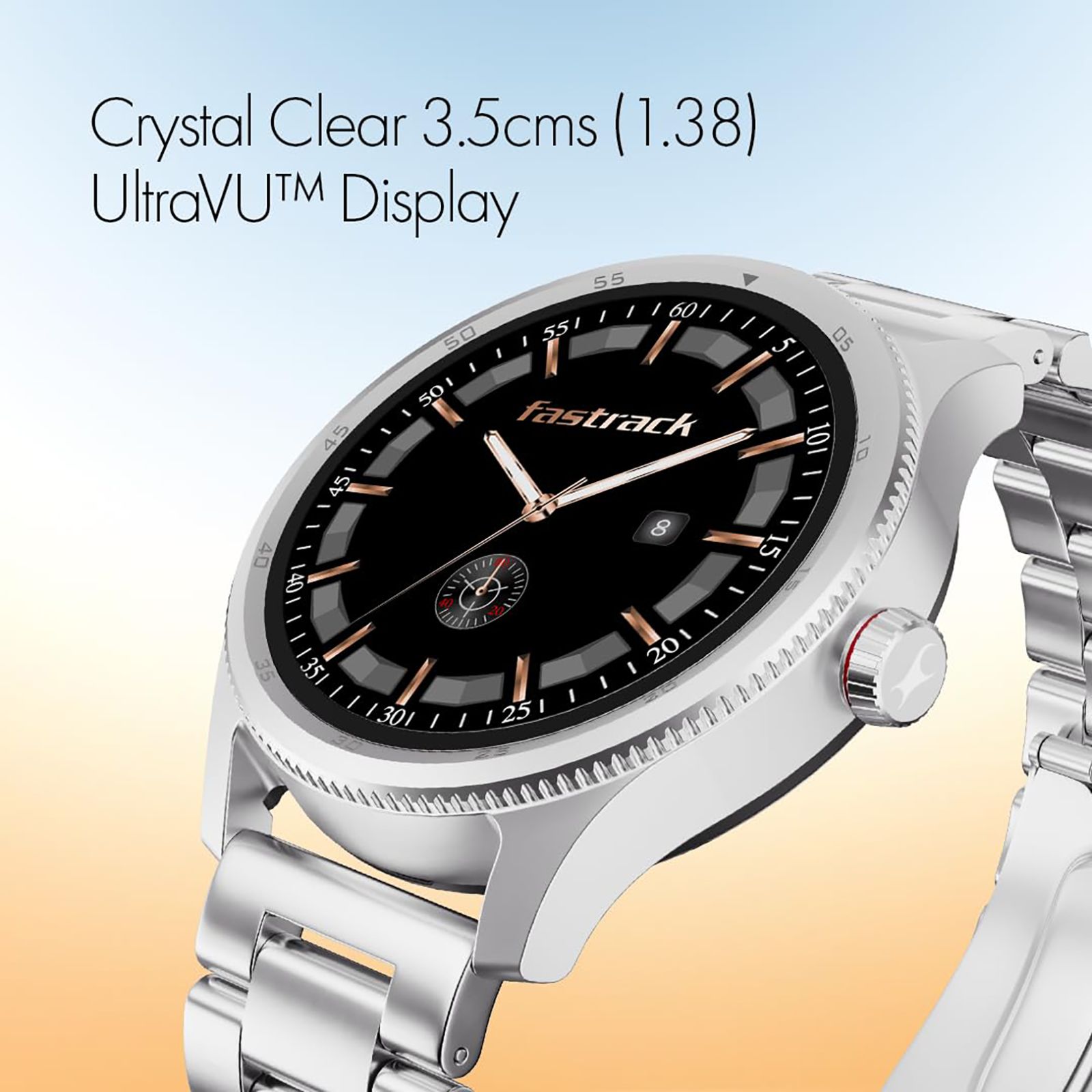 fastrack Magnus FX1 Smartwatch with Bluetooth Calling (35mm UltraVU Display, IP68 Water Resistant, Silver Strap)_9