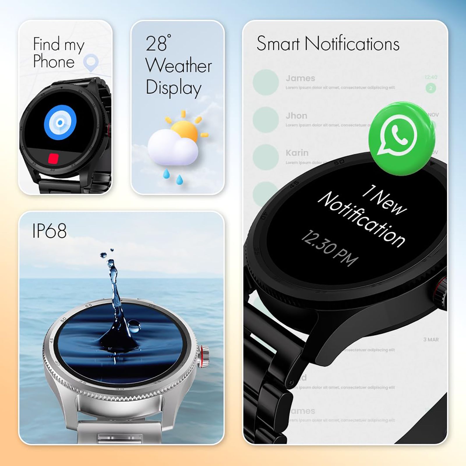 fastrack Magnus FX1 Smartwatch with Bluetooth Calling (35mm UltraVU Display, IP68 Water Resistant, Silver Strap)_10