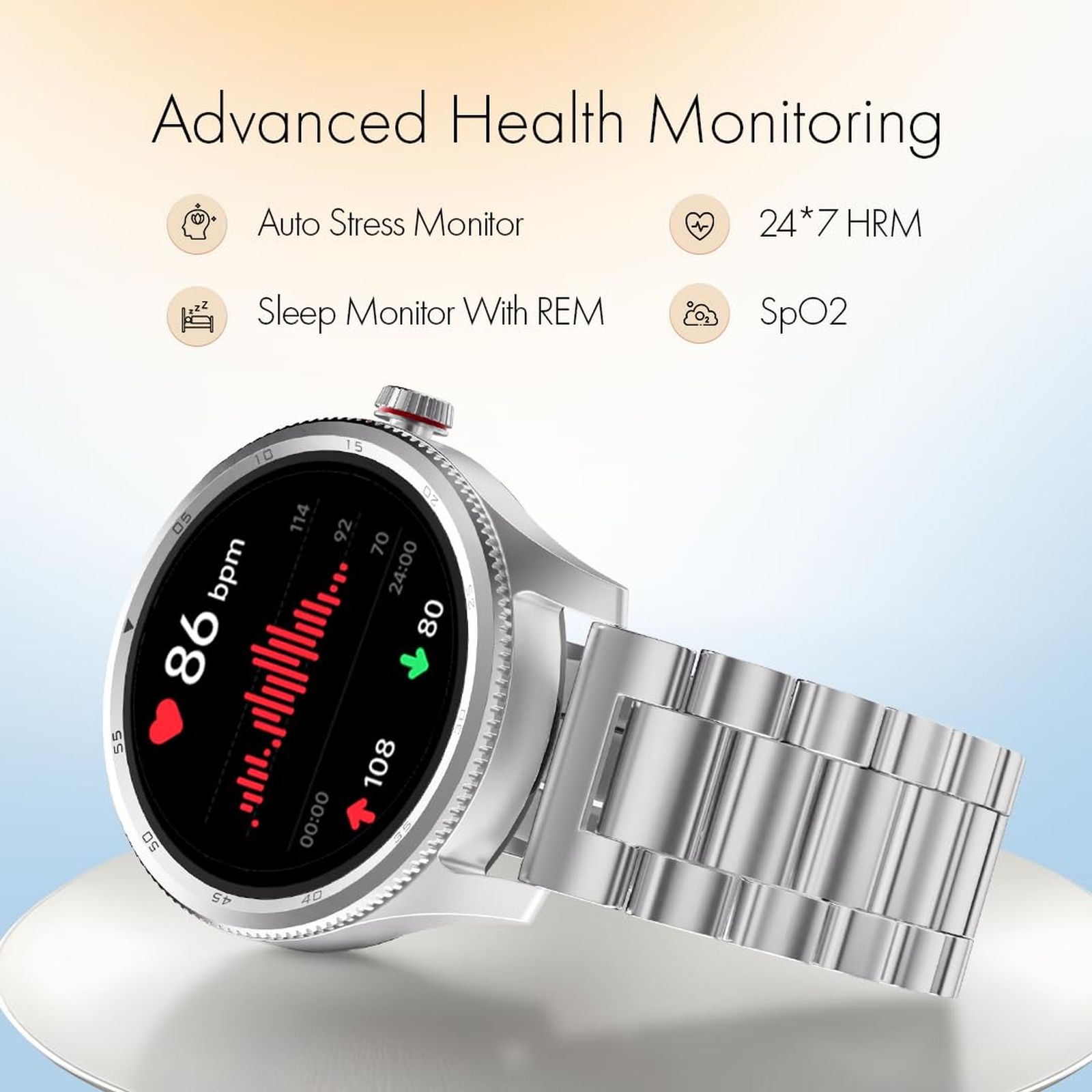 fastrack Magnus FX1 Smartwatch with Bluetooth Calling (35mm UltraVU Display, IP68 Water Resistant, Silver Strap)_6