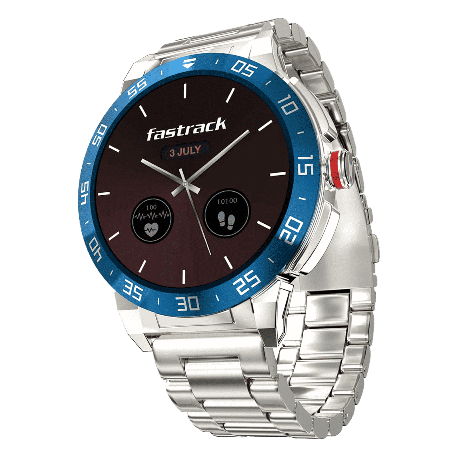 fastrack Magnus FX3 Smartwatch with Bluetooth Calling (37mm UltraVU Display, IP68 Water Resistant, Silver Metal Strap)_1