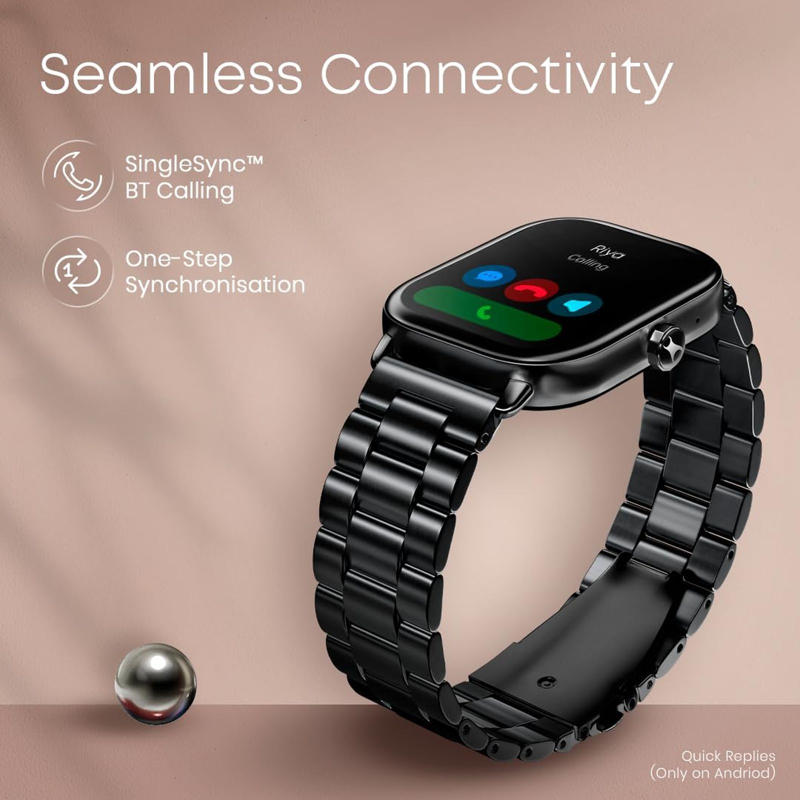 fastrack Radiant FX2 Smartwatch with Bluetooth Calling (51.8mm AMOLED Display, IP68 Water Resistant, Black Metal Strap)_6