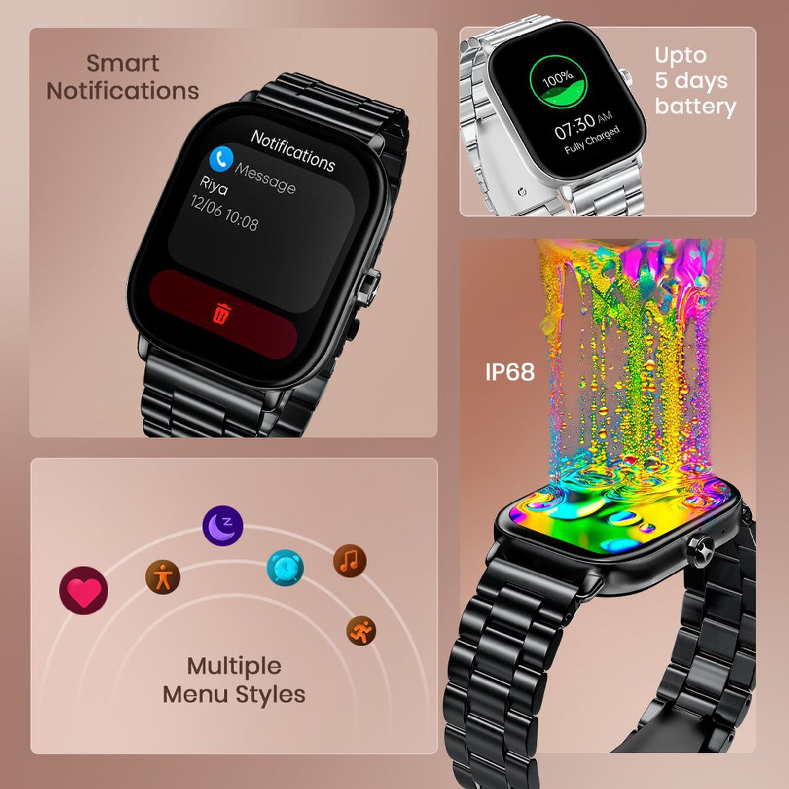 fastrack Radiant FX2 Smartwatch with Bluetooth Calling (51.8mm AMOLED Display, IP68 Water Resistant, Silver Metal Strap) fastrack Radiant FX2 Smartwatch with Bluetooth Calling (51.8mm AMOLED Display, IP68 Water Resistant, Silver Metal Strap)_11