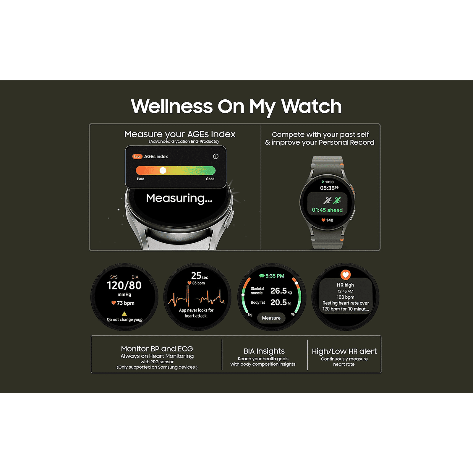 SAMSUNG Galaxy Watch7 Wi-Fi+Bluetooth Wear OS Smartwatch (33.3mm Super AMOLED Display, 3nm Processor, Dual-Frequency GPS, Cream Strap)_14