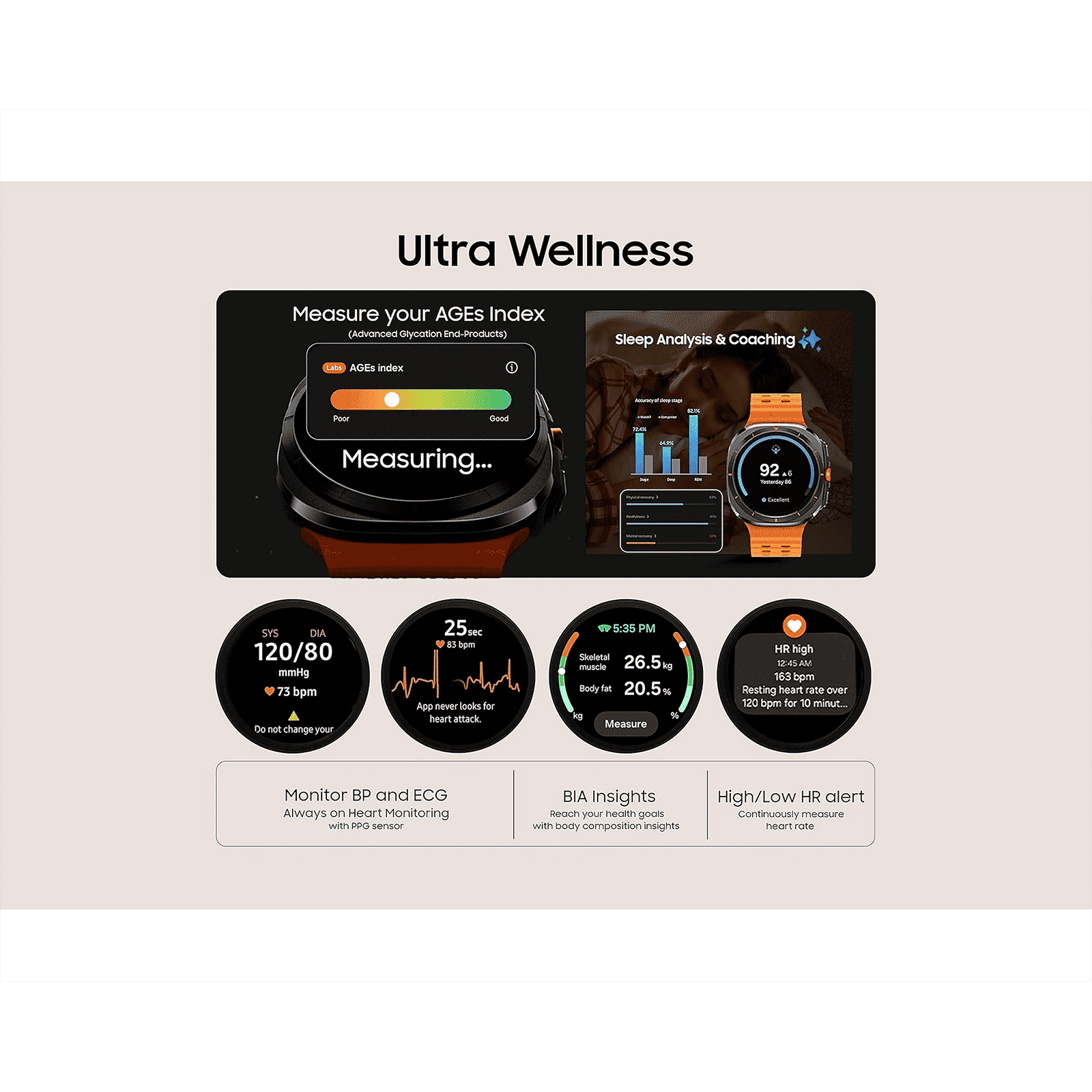 SAMSUNG Galaxy Watch Ultra Wi-Fi+LTE Wear OS Smartwatch (47mm Super AMOLED Display, 3nm Processor, Orange Strap)_13