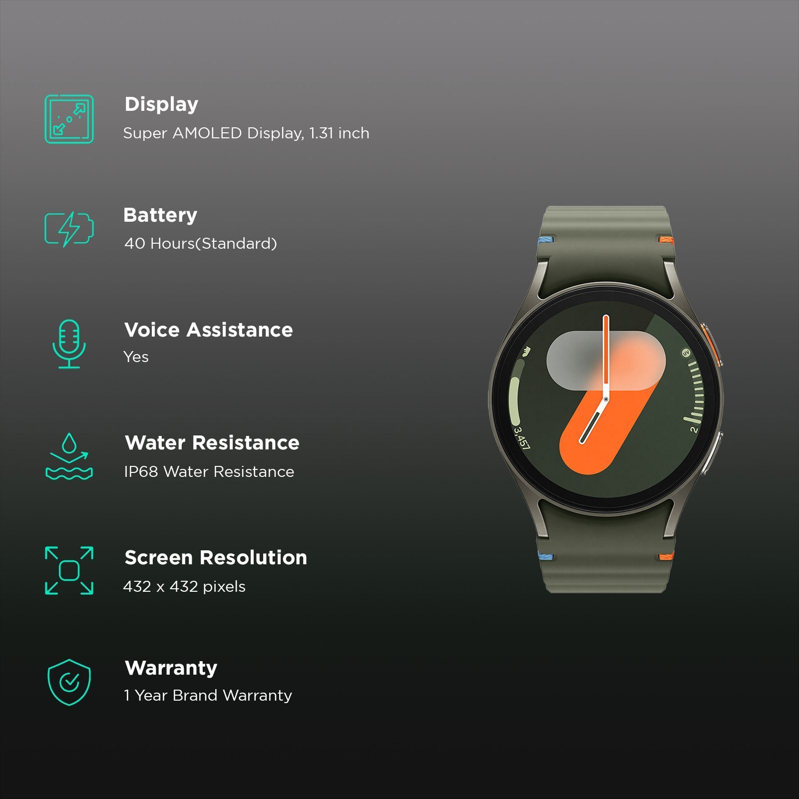 SAMSUNG Galaxy Watch7 Wi-Fi+Bluetooth Wear OS Smartwatch (33.3mm Super AMOLED Display, 3nm Processor, Dual-Frequency GPS, Green Strap)_2