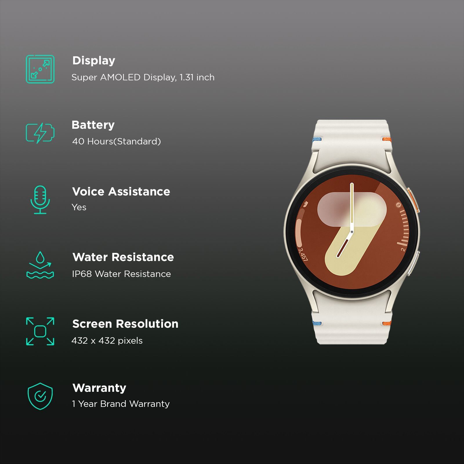 SAMSUNG Galaxy Watch7 Wi-Fi+4G SIM Wear OS Smartwatch (33.3mm Super AMOLED Display, 3nm Processor, Dual-Frequency GPS, Cream Strap)_2