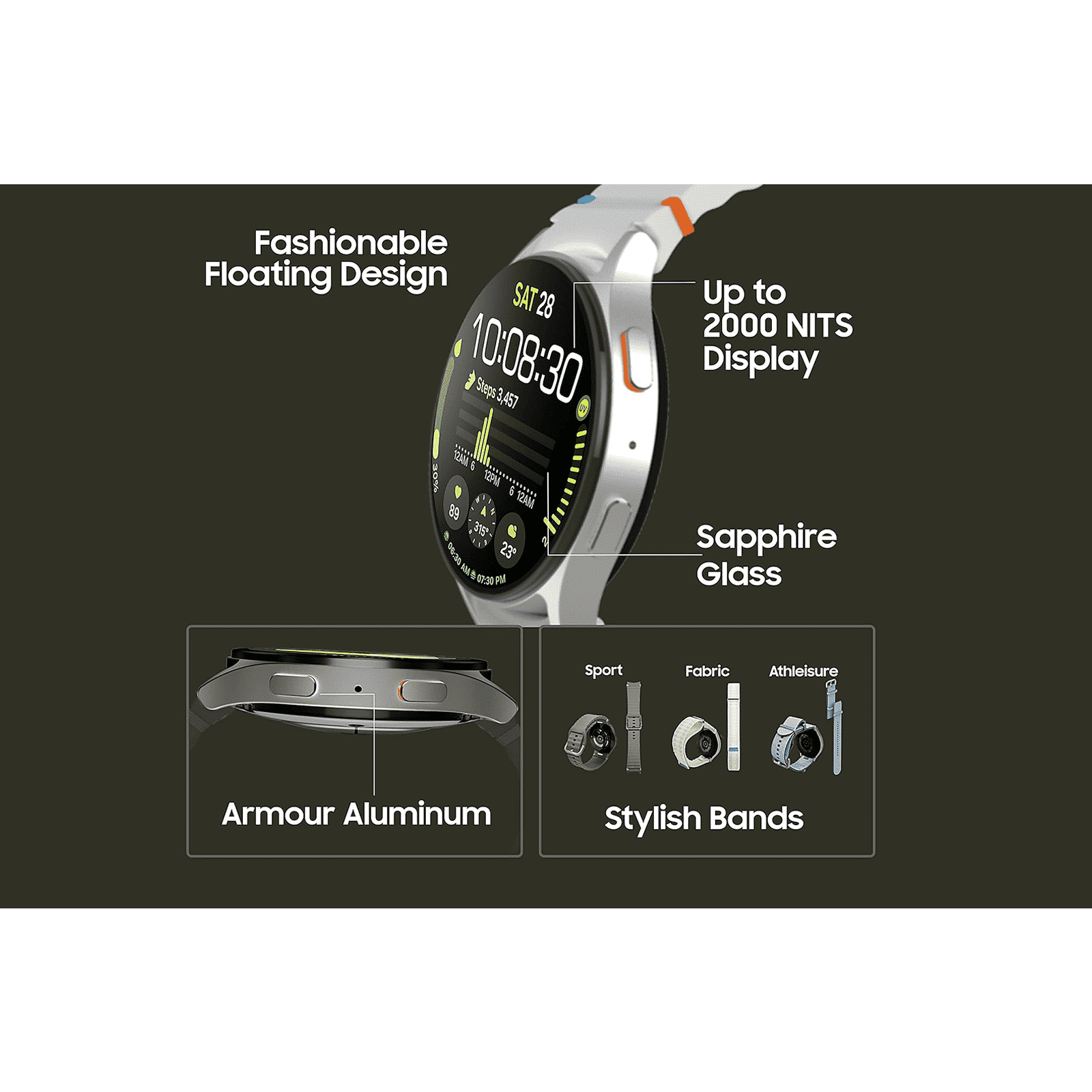 SAMSUNG Galaxy Watch7 Wi-Fi+4G SIM Wear OS Smartwatch (33.3mm Super AMOLED Display, 3nm Processor, Dual-Frequency GPS, Green Strap)_10