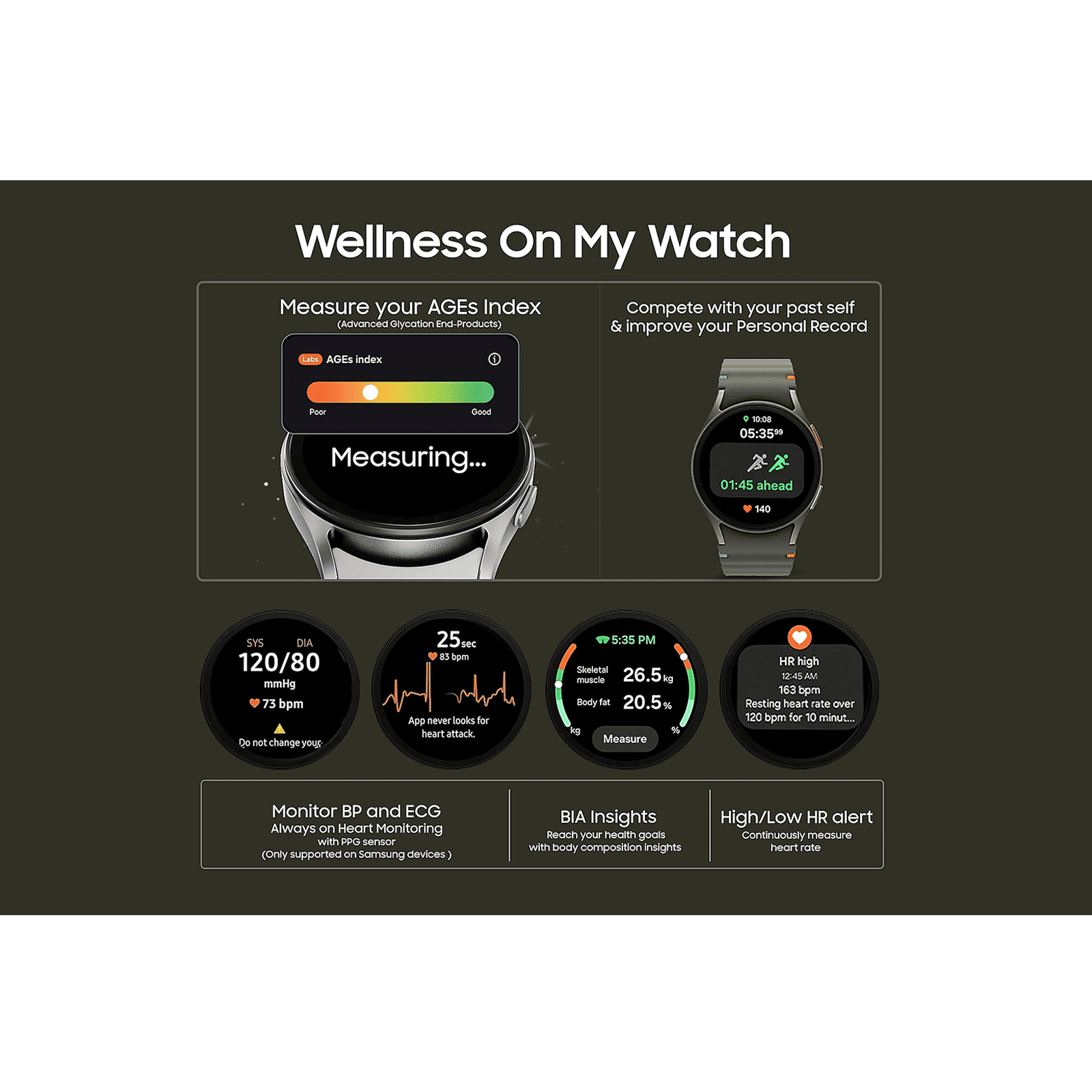 SAMSUNG Galaxy Watch7 Wi-Fi+4G SIM Wear OS Smartwatch (33.3mm Super AMOLED Display, 3nm Processor, Dual-Frequency GPS, Green Strap)_15