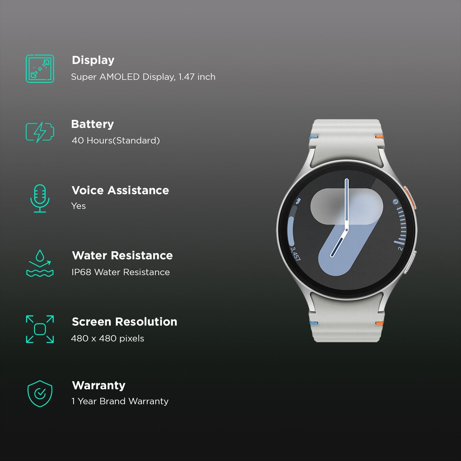 SAMSUNG Galaxy Watch7 Wi-Fi+Bluetooth Wear OS Smartwatch (37.3mm Super AMOLED Display, 3nm Processor, Dual-Frequency GPS, Silver Strap)_2