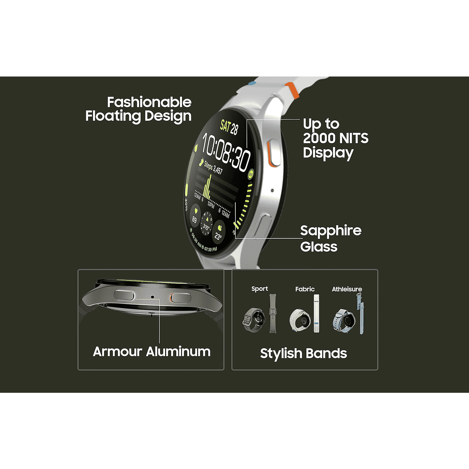 SAMSUNG Galaxy Watch7 Wi-Fi+4G SIM Wear OS Smartwatch (37.3mm Super AMOLED Display, 3nm Processor, Dual-Frequency GPS, Silver Strap)_9