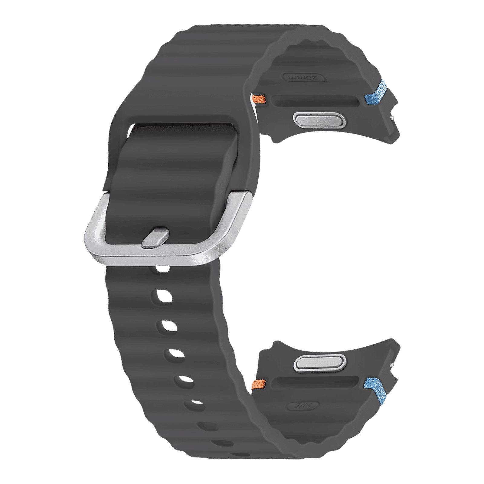 SAMSUNG HNBR Sport Band for SAMSUNG Galaxy Watch4, Galaxy Watch4 Classic, Galaxy Watch5, Galaxy Watch5 Pro, Galaxy Watch6, Galaxy Watch6 Classic & Galaxy Watch7 (22mm) (One-Click Button, Dark Gray)_4