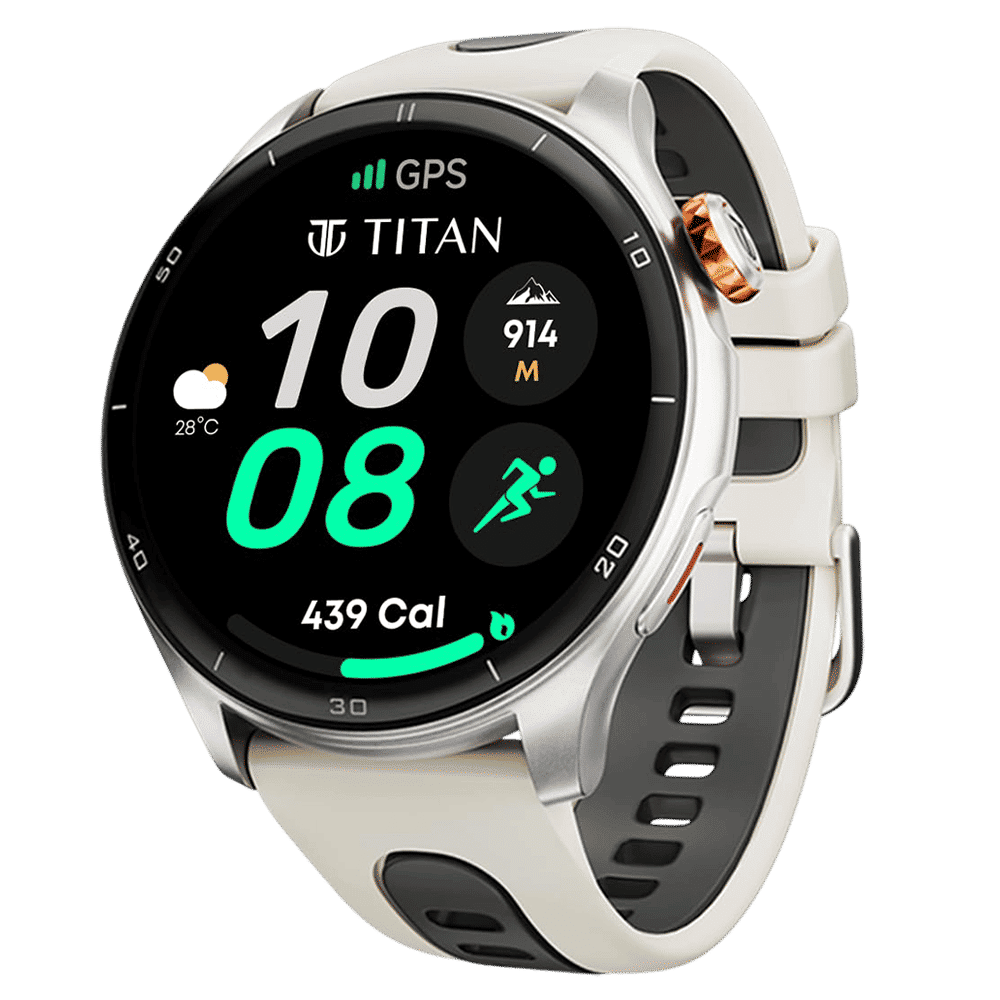 TITAN Celestor Smartwatch with Bluetooth Calling (36mm AMOLED Display, Beige Strap)_3