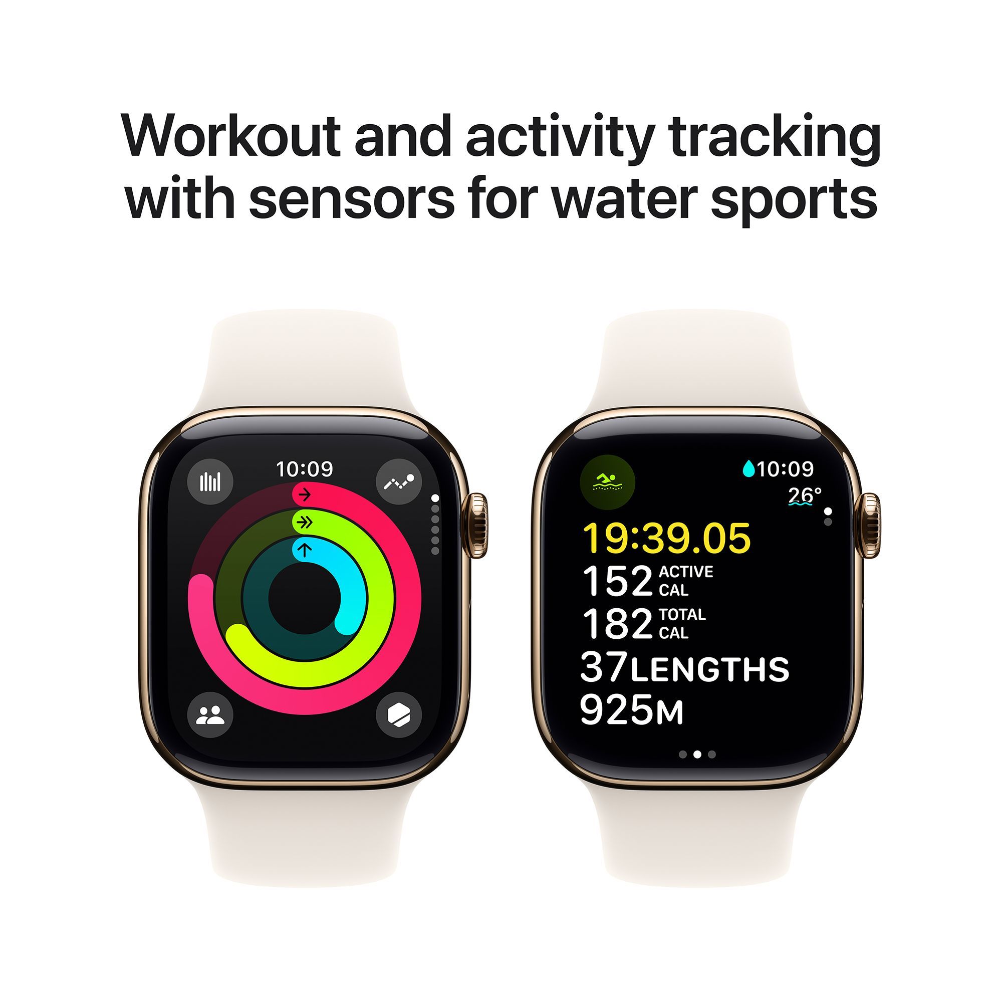 Apple Watch Series 10 GPS+LTE with Sport Band - S/M (42mm Retina LTPO3 OLED Display, Gold Titanium Case)_4