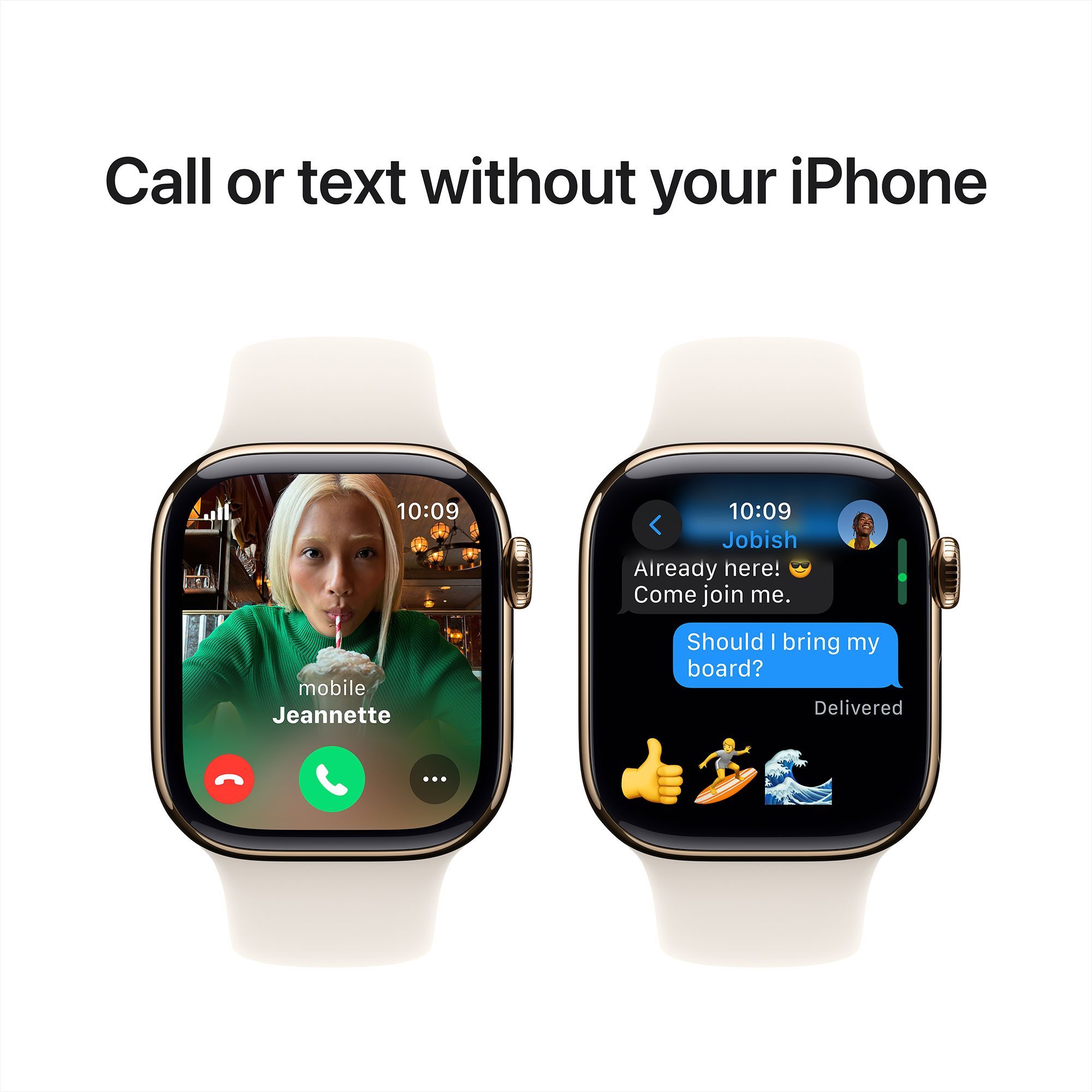 Apple Watch Series 10 GPS+LTE with Sport Band - S/M (42mm Retina LTPO3 OLED Display, Gold Titanium Case)_7