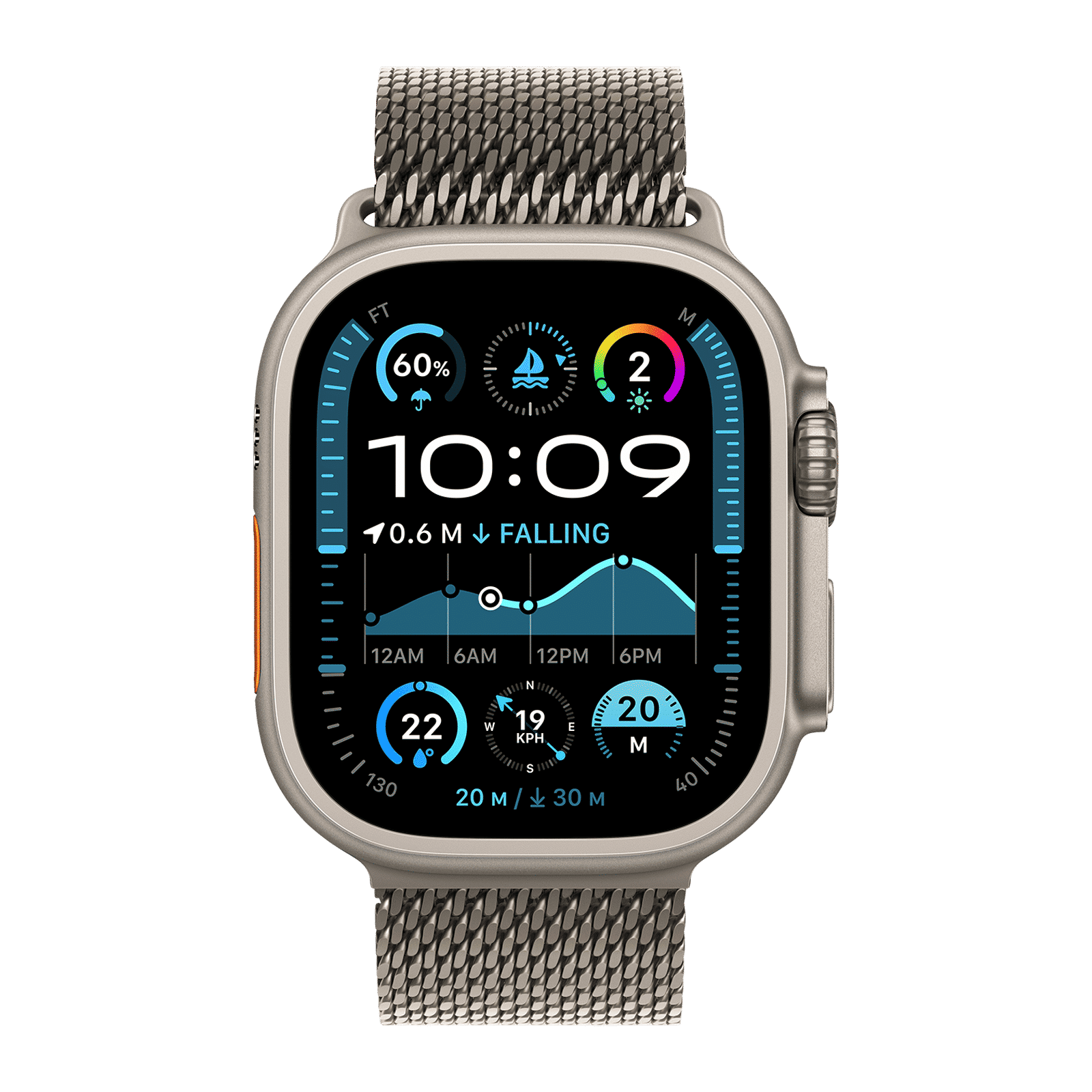 Apple Watch Ultra 2 GPS+LTE with Titanium Milanese Loop - L (49mm Retina LTPO2 OLED Display, Natural Titanium Case)_2