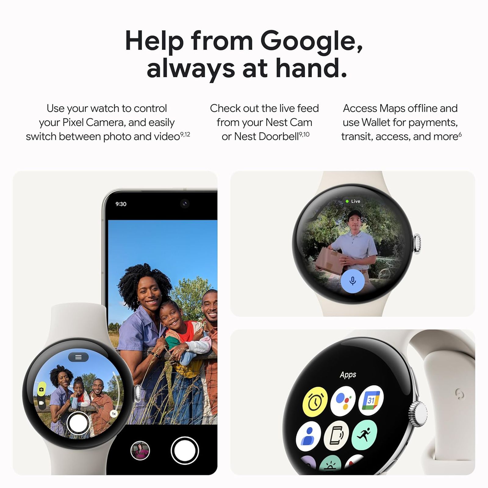 Google Pixel Watch 3 Wi-Fi+Bluetooth Wear OS 5.0 Smartwatch (45mm AMOLED Display, Snapdragon W5 Gen 1 Cortex-M33 co-processor, Fall Detection, Obsidian Active Band)_8