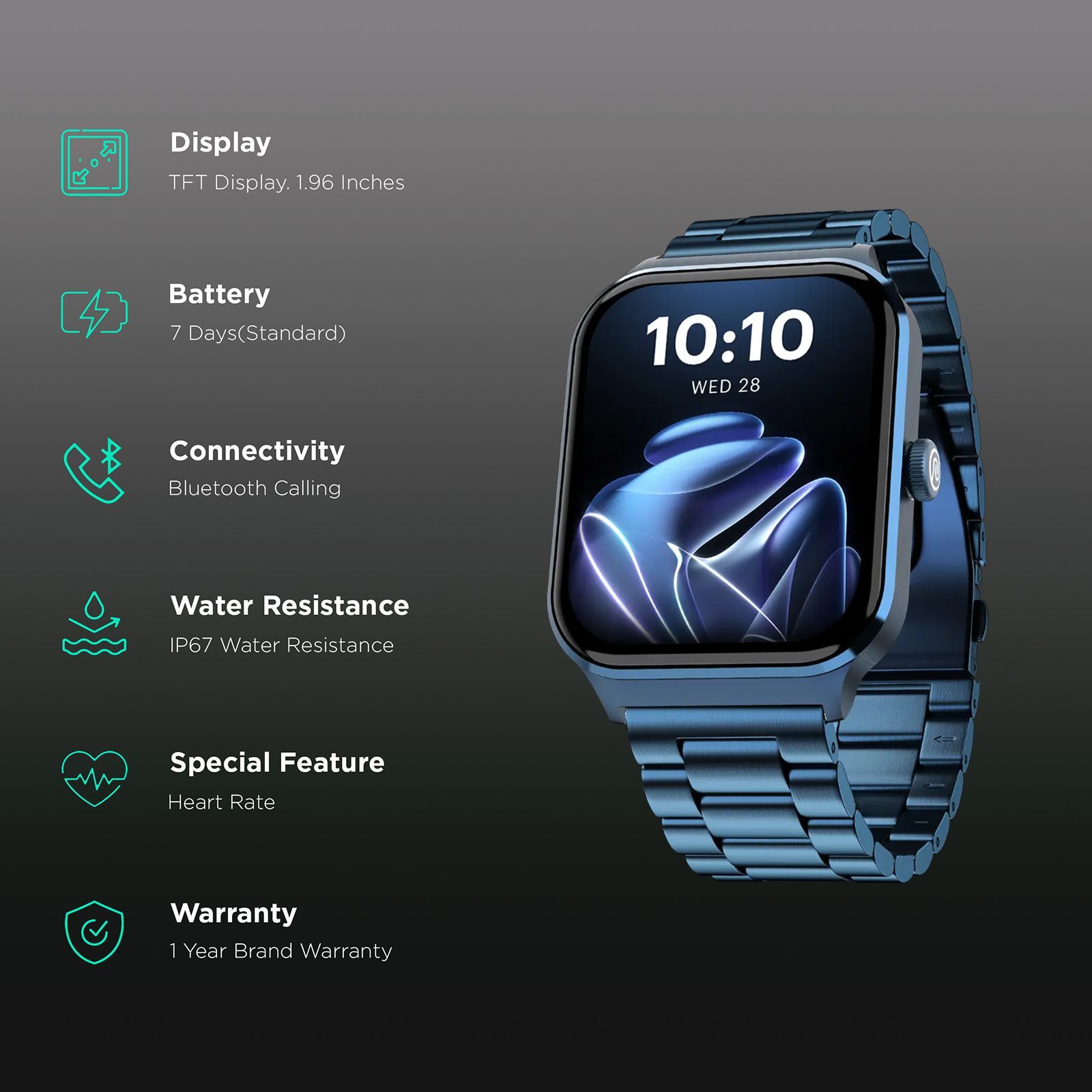 noise Canvas Elite Smartwatch with Bluetooth Calling (49.7mm TFT Display, IP67 Water Resistant, Metal Blue Strap) noise Canvas Elite Smartwatch with Bluetooth Calling (49.7mm TFT Display, IP67 Water Resistant, Metal Blue Strap)_3