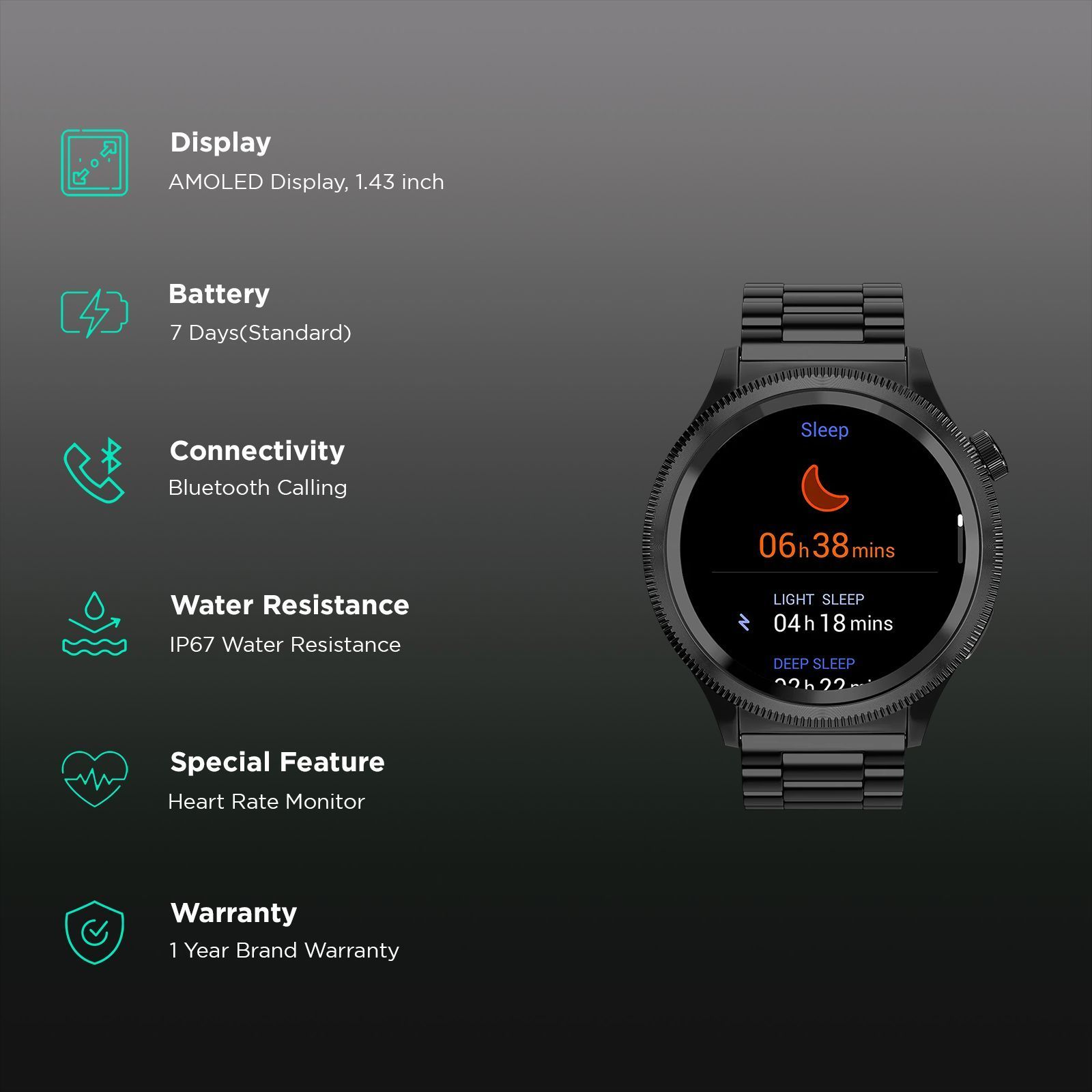noise NoiseFit Halo 2 Smartwatch with Bluetooth Calling (36.3mm AMOLED Display, IP67 Water Resistant, Elite Black Strap) noise NoiseFit Halo 2 Smartwatch with Bluetooth Calling (36.3mm AMOLED Display, IP67 Water Resistant, Elite Black Strap)_2