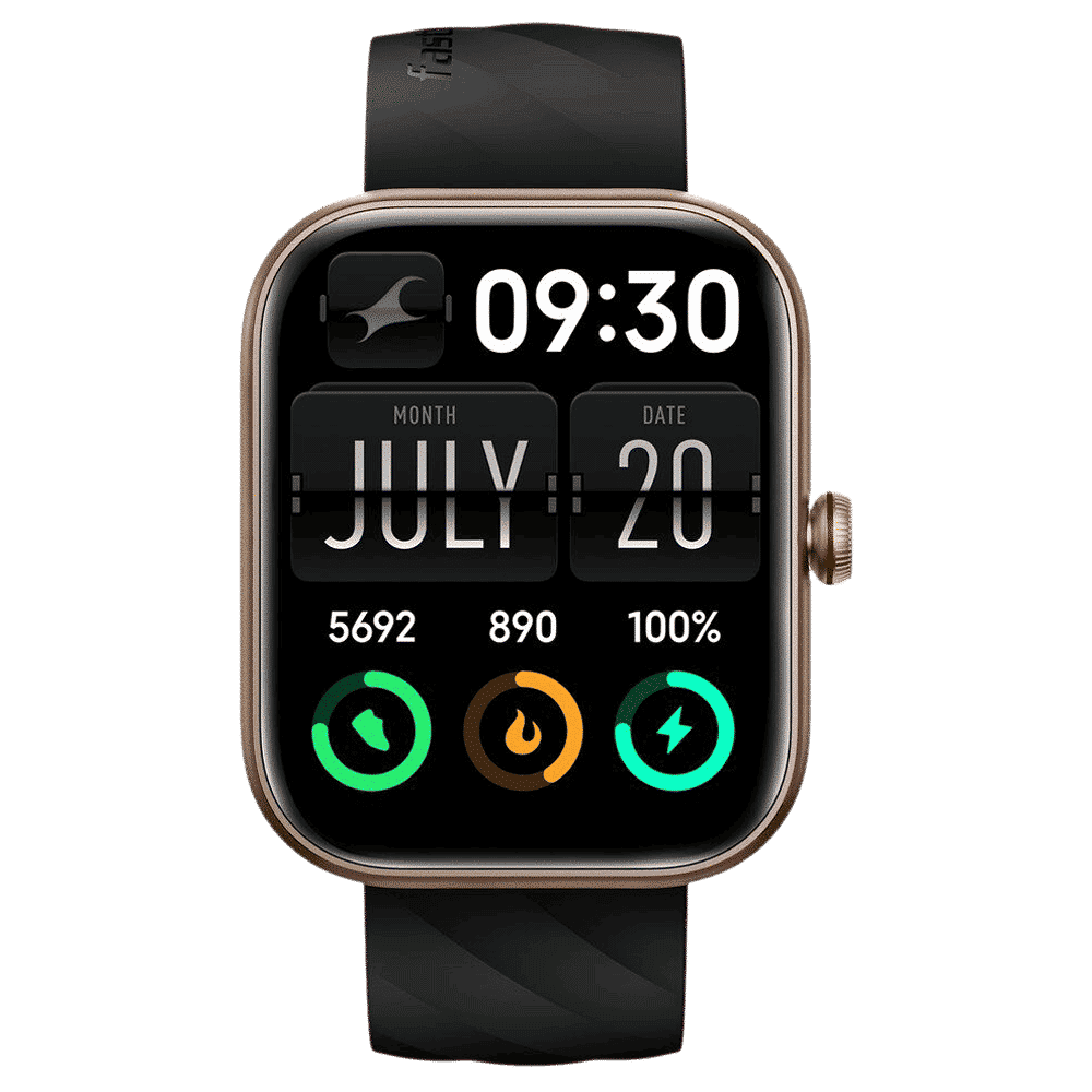 fastrack Kruz Plus Smartwatch with Functional Crown (48.5mm Super HD Display, Black Strap)_1