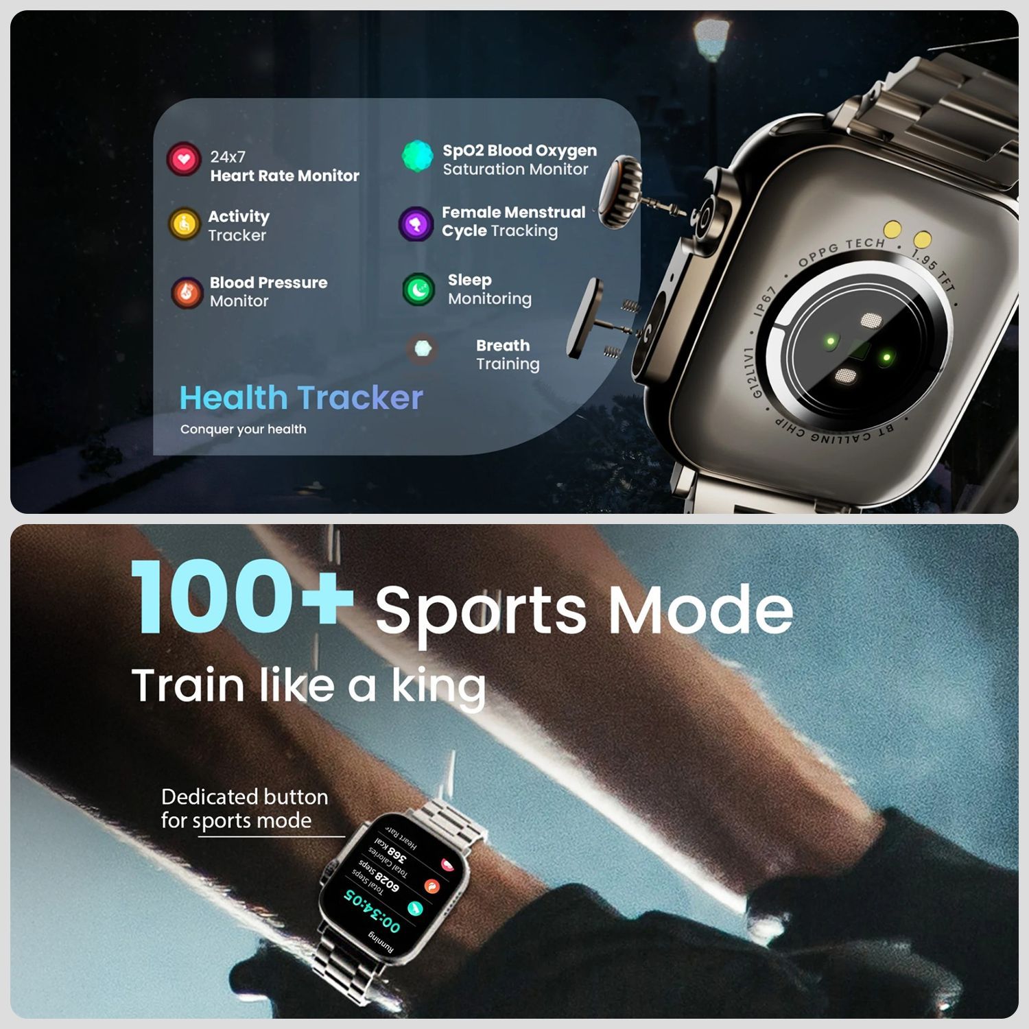 GOBOULT Crown Bluetooth Calling Android OS Smartwatch (49.5mm HD Display, Working Crown, Black Strap)_11