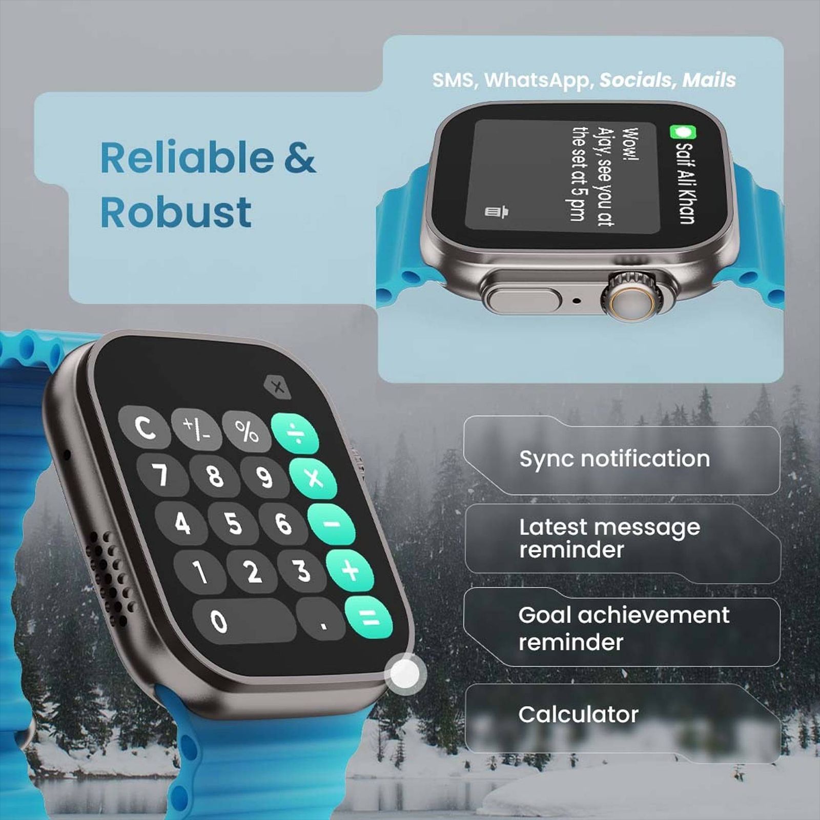 GOBOULT Crown Bluetooth Calling Android OS Smartwatch (49.5mm HD Display, Working Crown, Blue Strap)_14