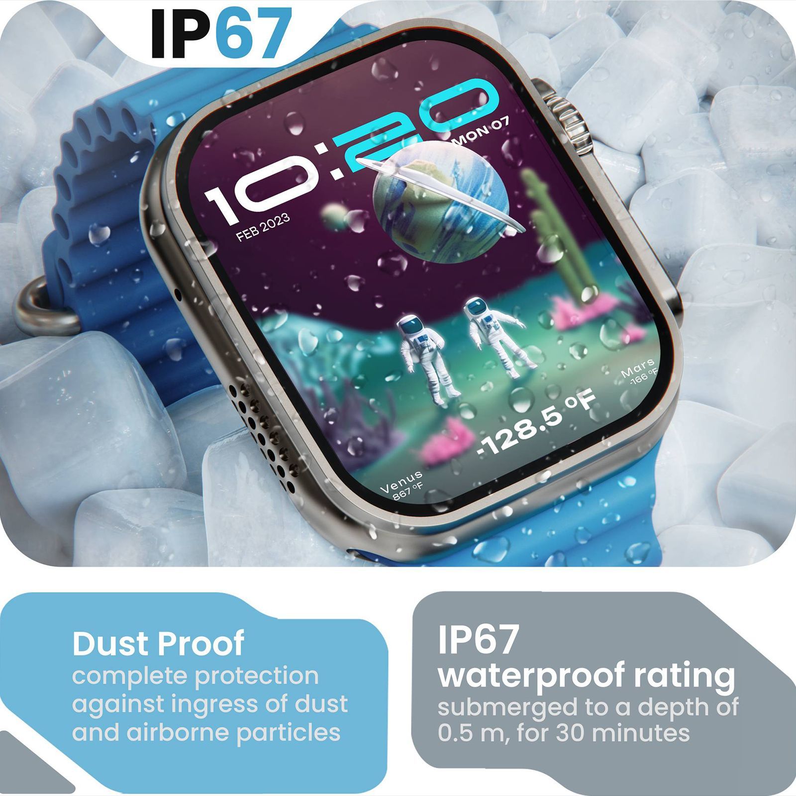 GOBOULT Crown Bluetooth Calling Android OS Smartwatch (49.5mm HD Display, Working Crown, Blue Strap)_16