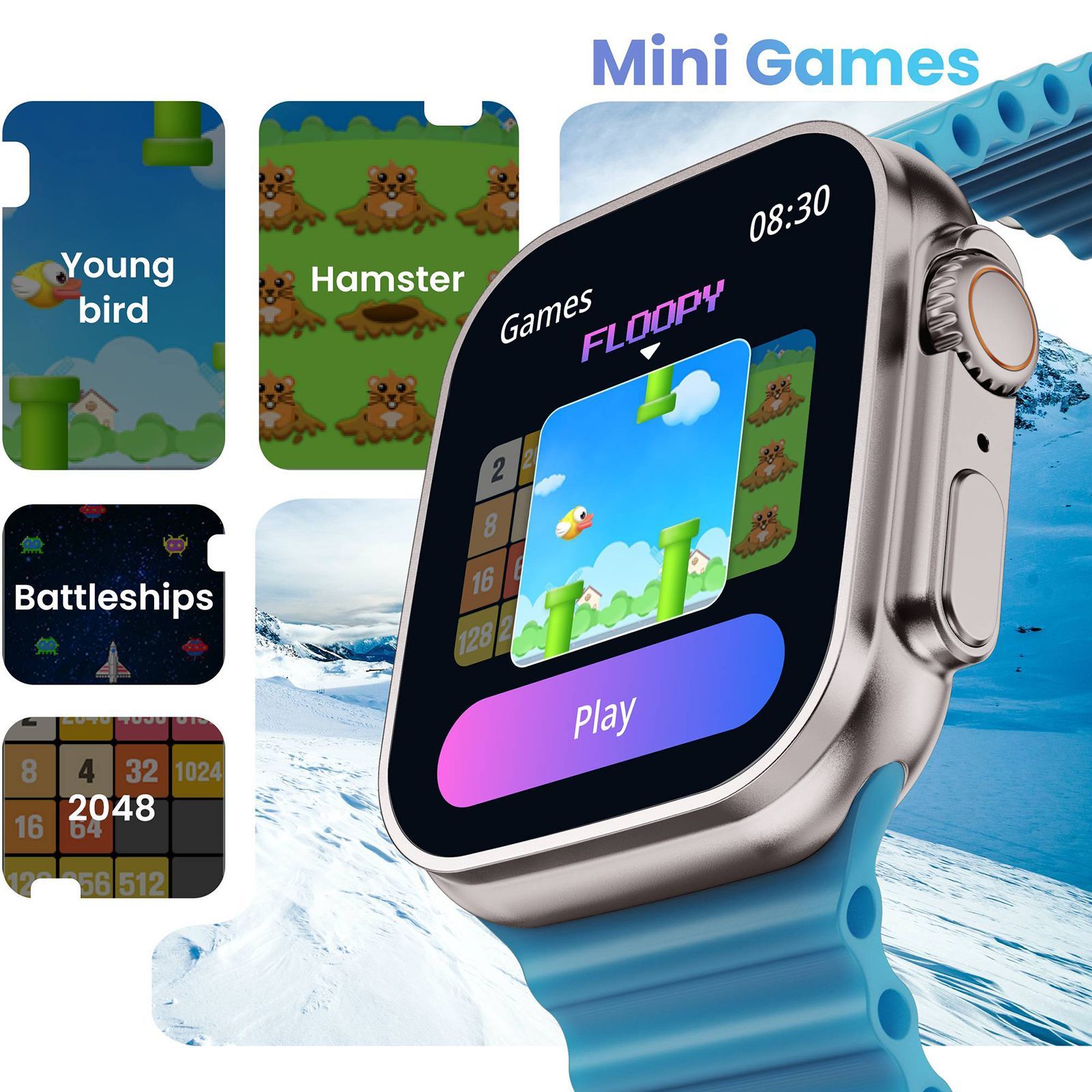 GOBOULT Crown Bluetooth Calling Android OS Smartwatch (49.5mm HD Display, Working Crown, Blue Strap)_17