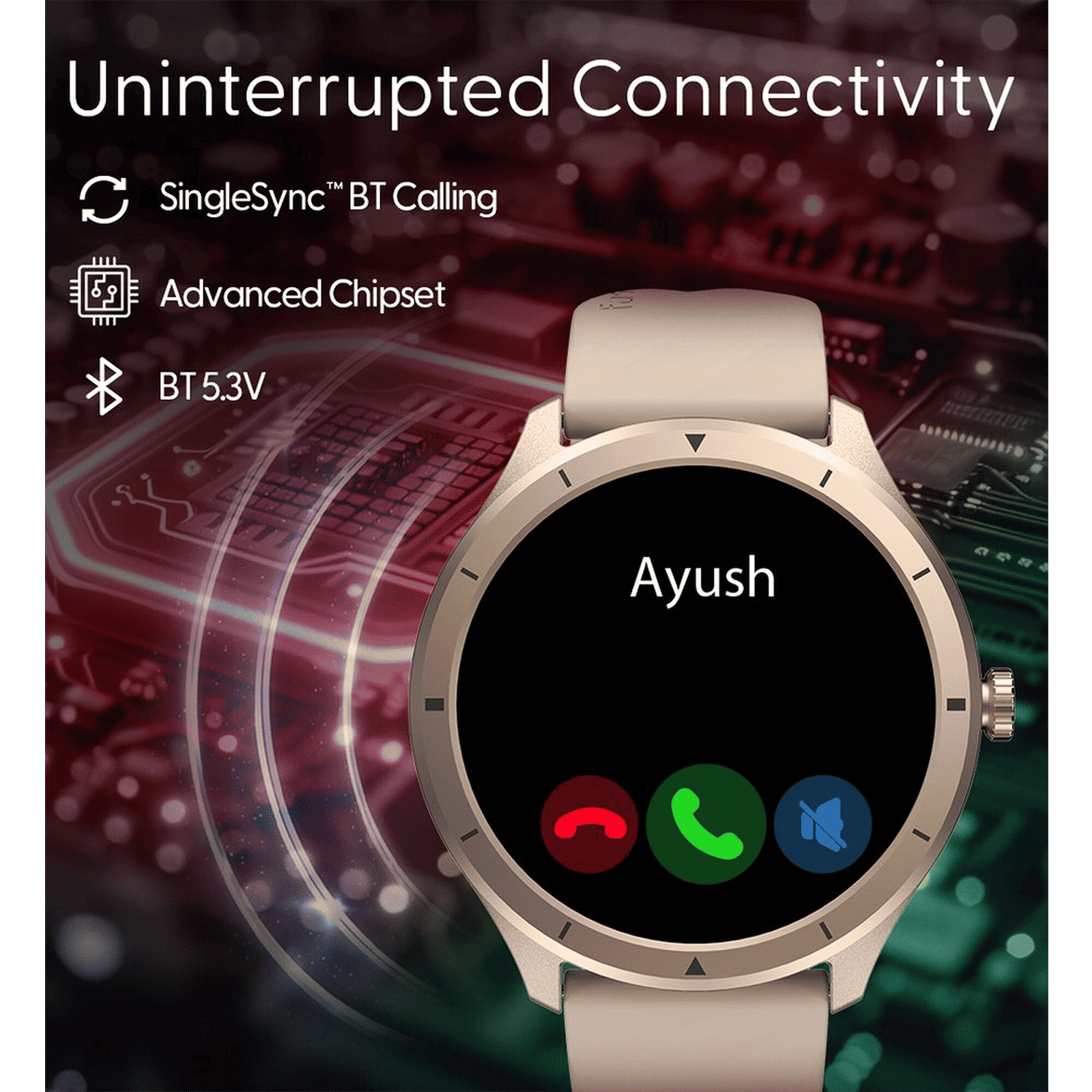 fastrack Revoltt FR2 Smartwatch with Bluetooth Calling (35mm UltraVU TFT Display, IP68 Water Resistant, Beige Strap)_5