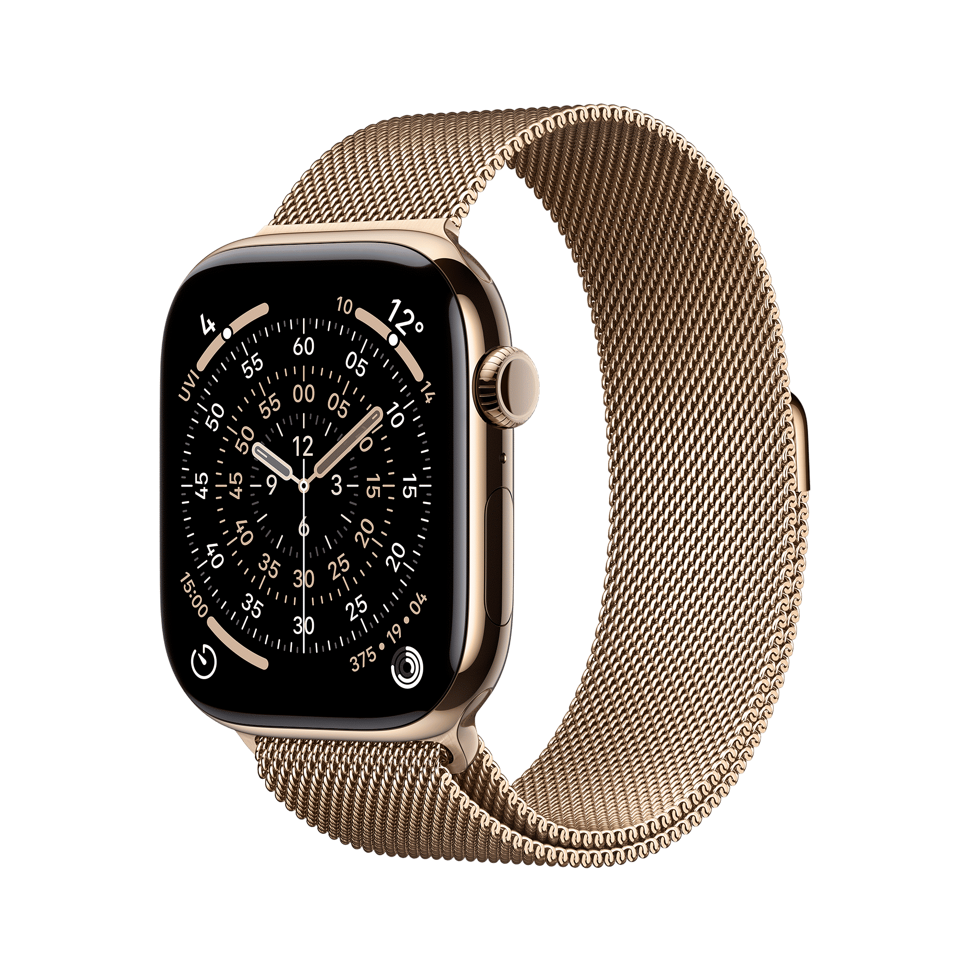 Apple Watch Series 11 GPS+Cellular with Gold Milanese Loop - S/M (46mm Retina LTPO3 OLED Display, Gold Titanium Case)_1