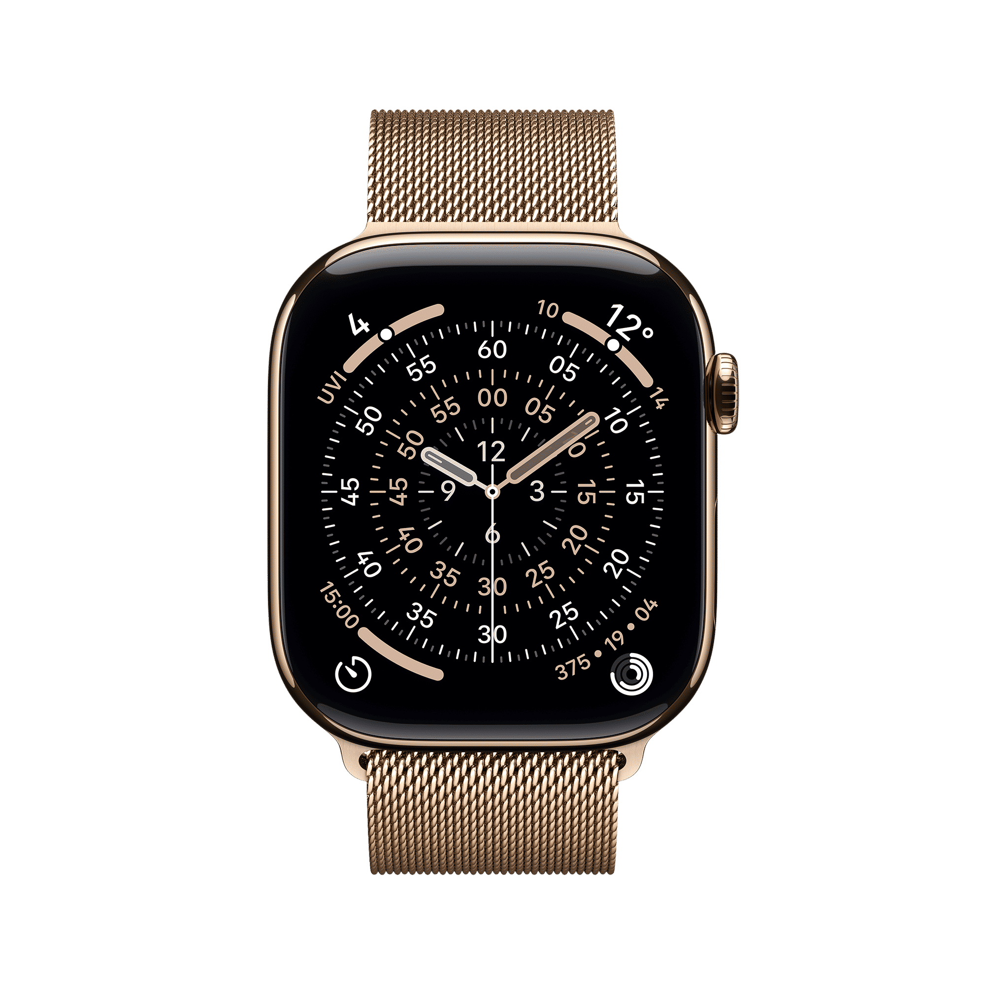 Apple Watch Series 11 GPS+Cellular with Gold Milanese Loop - S/M (46mm Retina LTPO3 OLED Display, Gold Titanium Case)_2