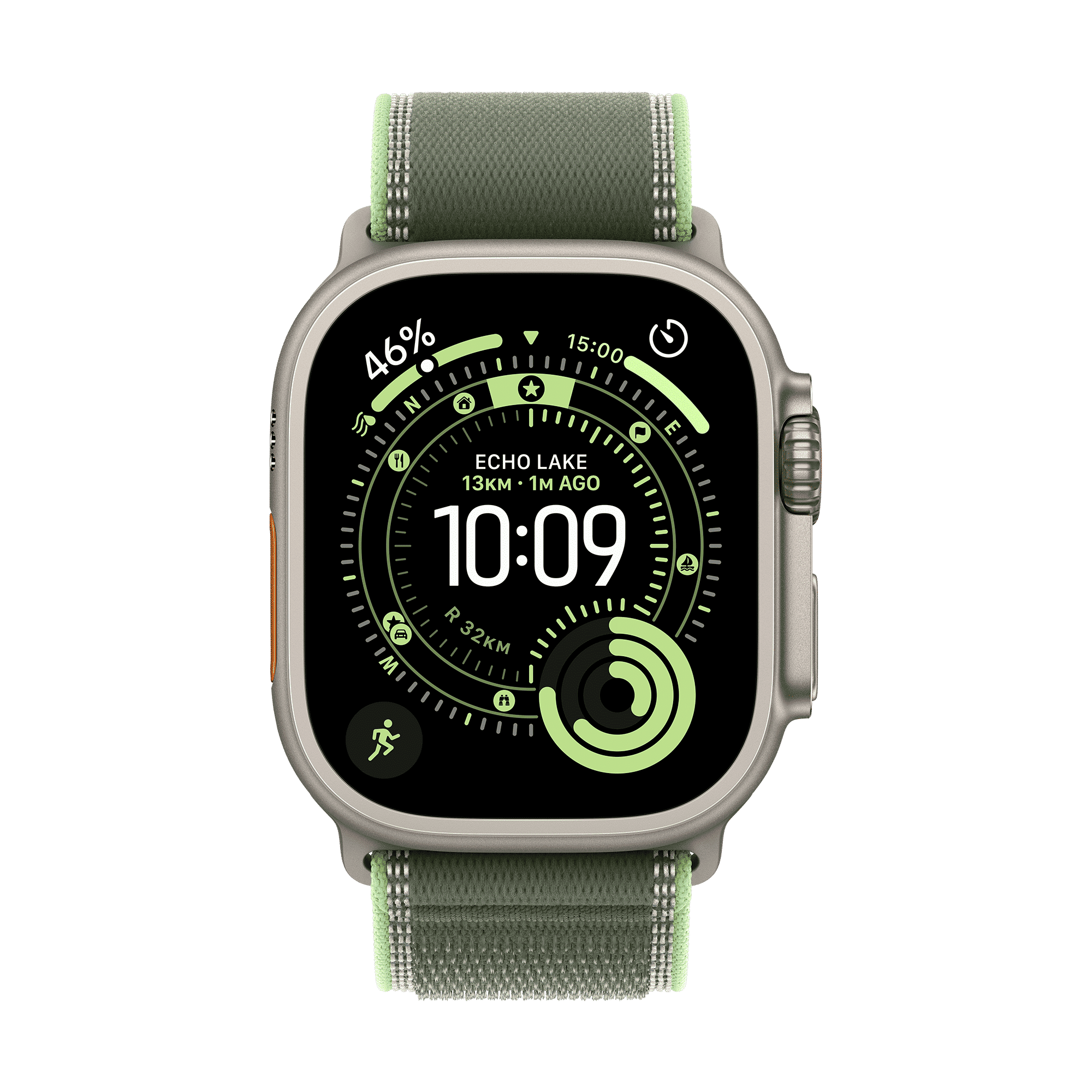 Apple Polyester, Spandex, Nylon & Natural Titanium Trail Loop for Apple Watch (44mm / 45mm / 46mm / 49mm, S/M) (Ultra‑thin, Green & Neon) Apple Polyester, Spandex, Nylon & Natural Titanium Trail Loop for Apple Watch (44mm / 45mm / 46mm / 49mm, S/M) (Ultra‑thin, Green & Neon)_2