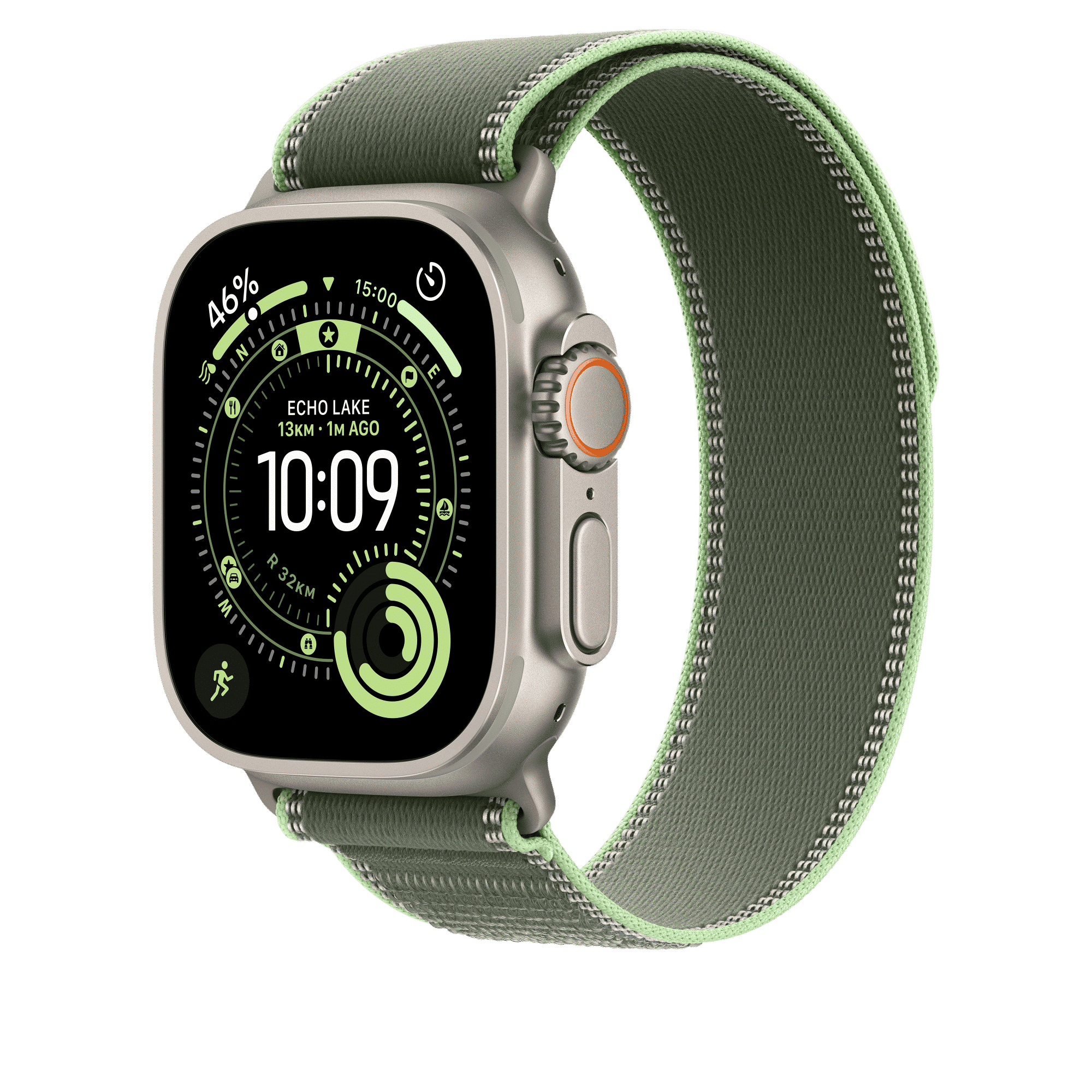 Apple Polyester, Spandex, Nylon & Natural Titanium Trail Loop for Apple Watch (44mm / 45mm / 46mm / 49mm, S/M) (Ultra‑thin, Green & Neon) Apple Polyester, Spandex, Nylon & Natural Titanium Trail Loop for Apple Watch (44mm / 45mm / 46mm / 49mm, S/M) (Ultra‑thin, Green & Neon)_3